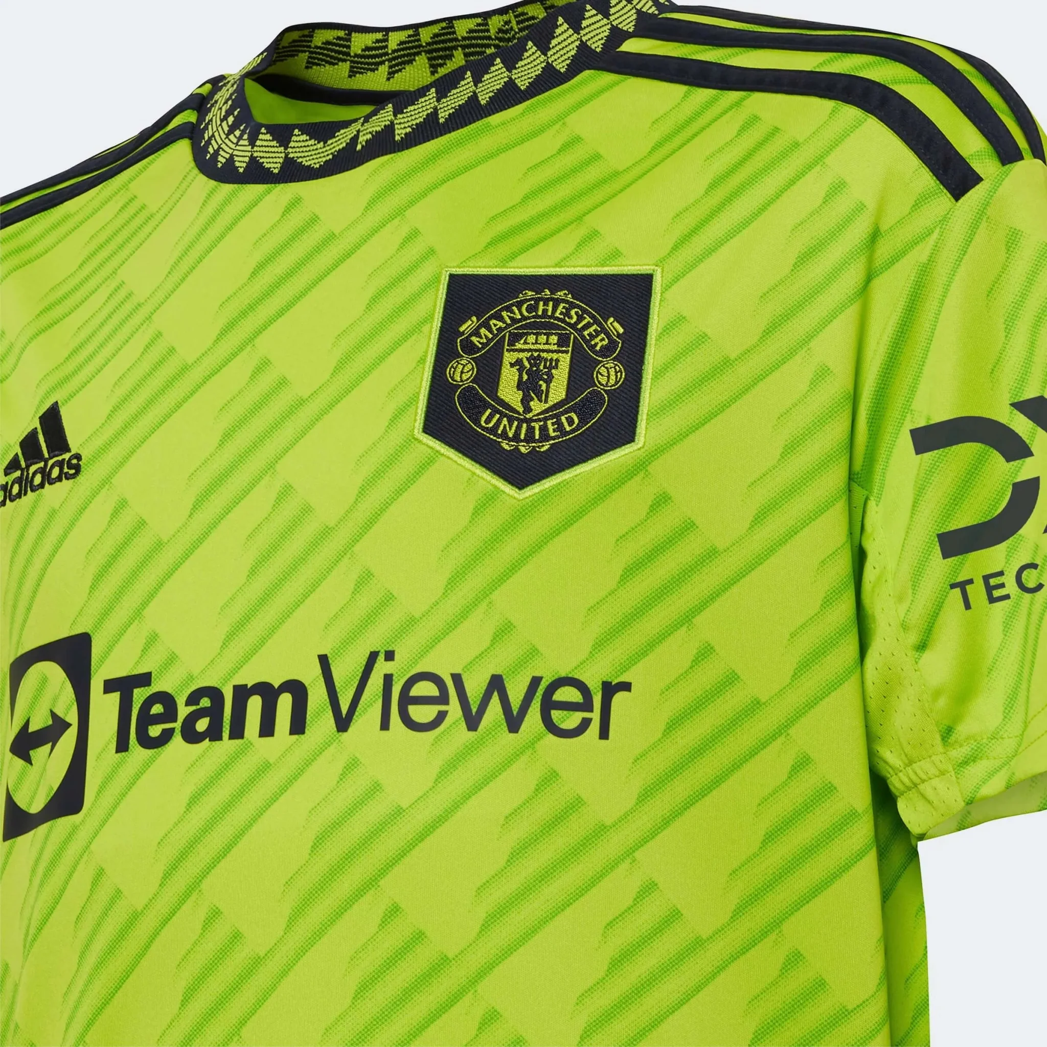 adidas 2022-23 Manchester United Youth Third Jersey - Solar Slime - Image 4
