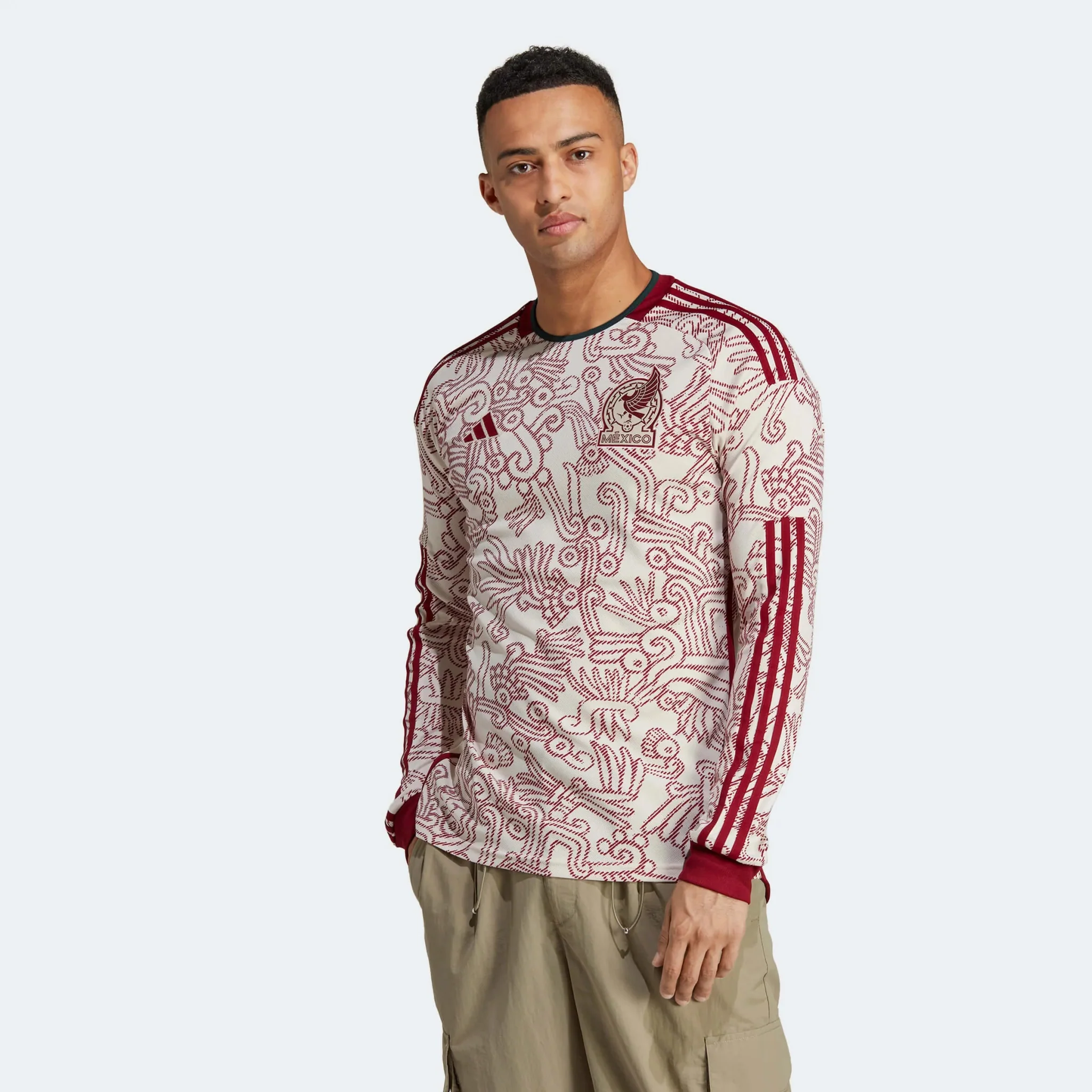 adidas 2022-23 Mexico Away Long Sleeve Jersey - Wonder White - Image 3