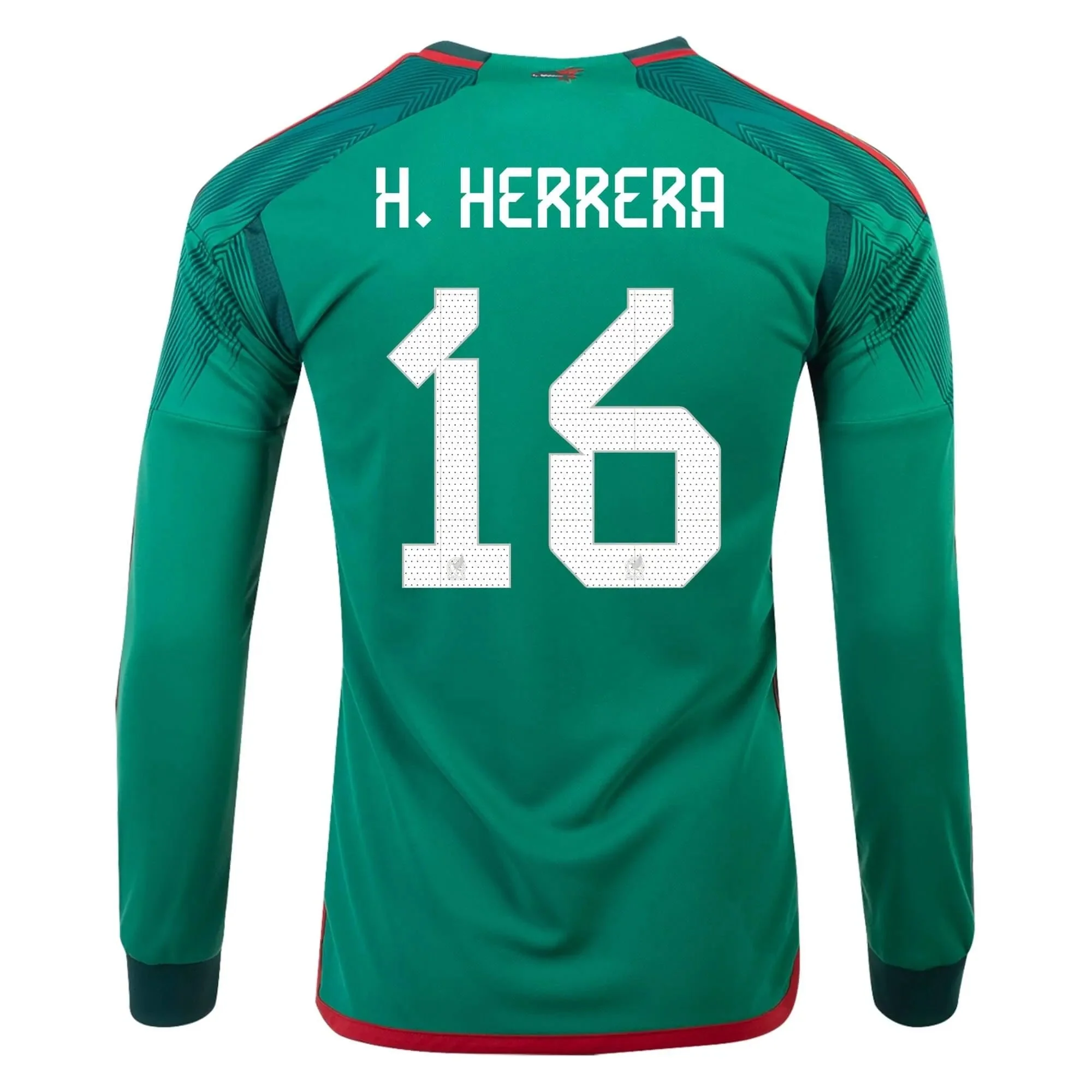 adidas 2022-23 Mexico Home Long-Sleeve Jersey - Green-Red - Image 4