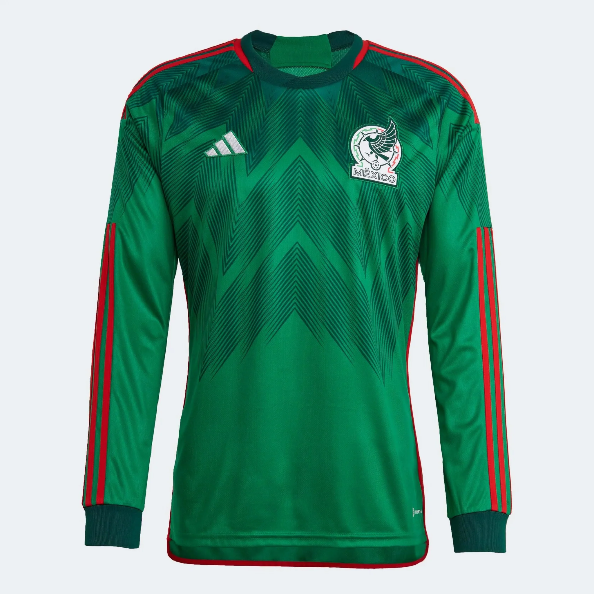 adidas 2022-23 Mexico Home Long-Sleeve Jersey - Green-Red - Image 7