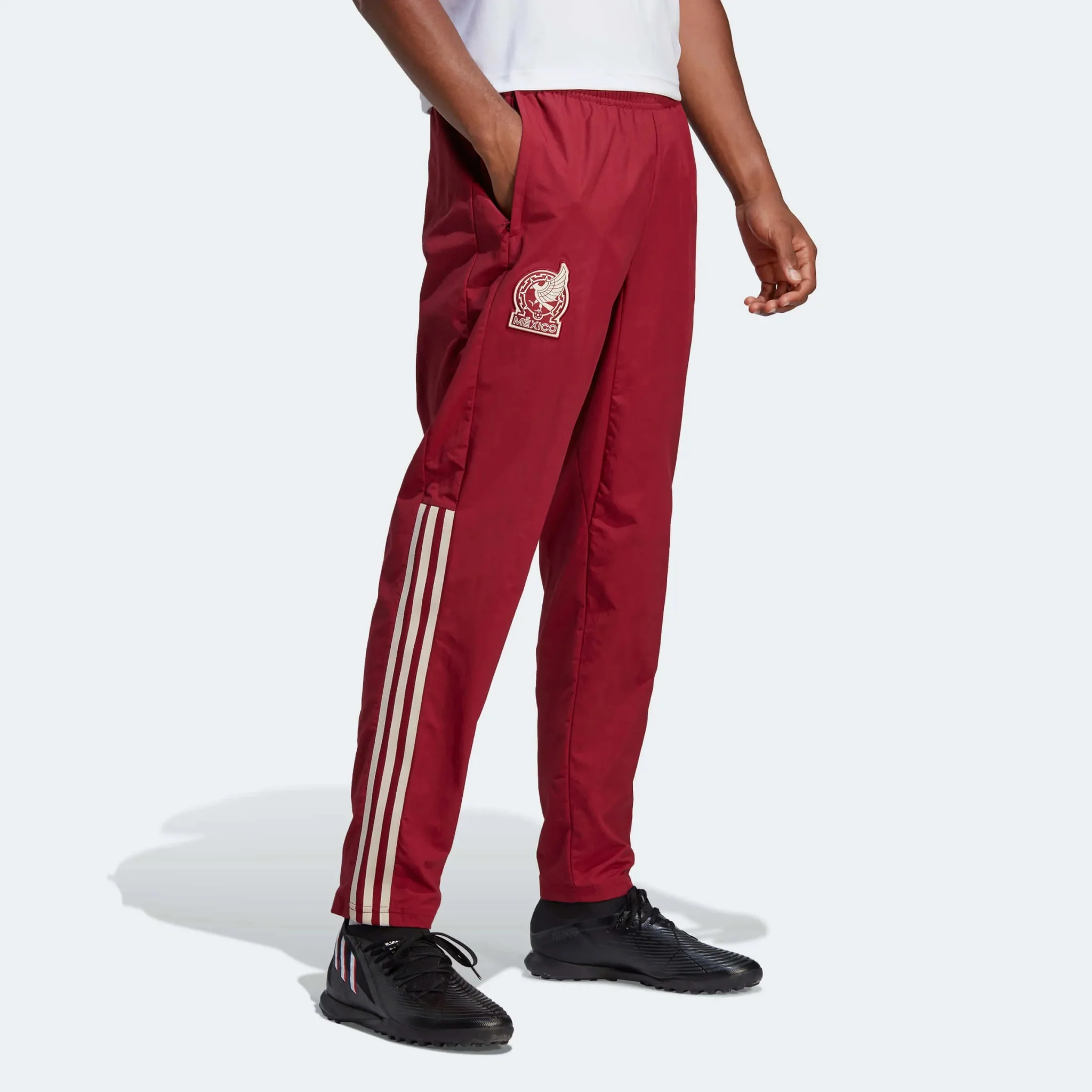 adidas 2022-23 Mexico Presentation Pants - Burgundy - Image 2