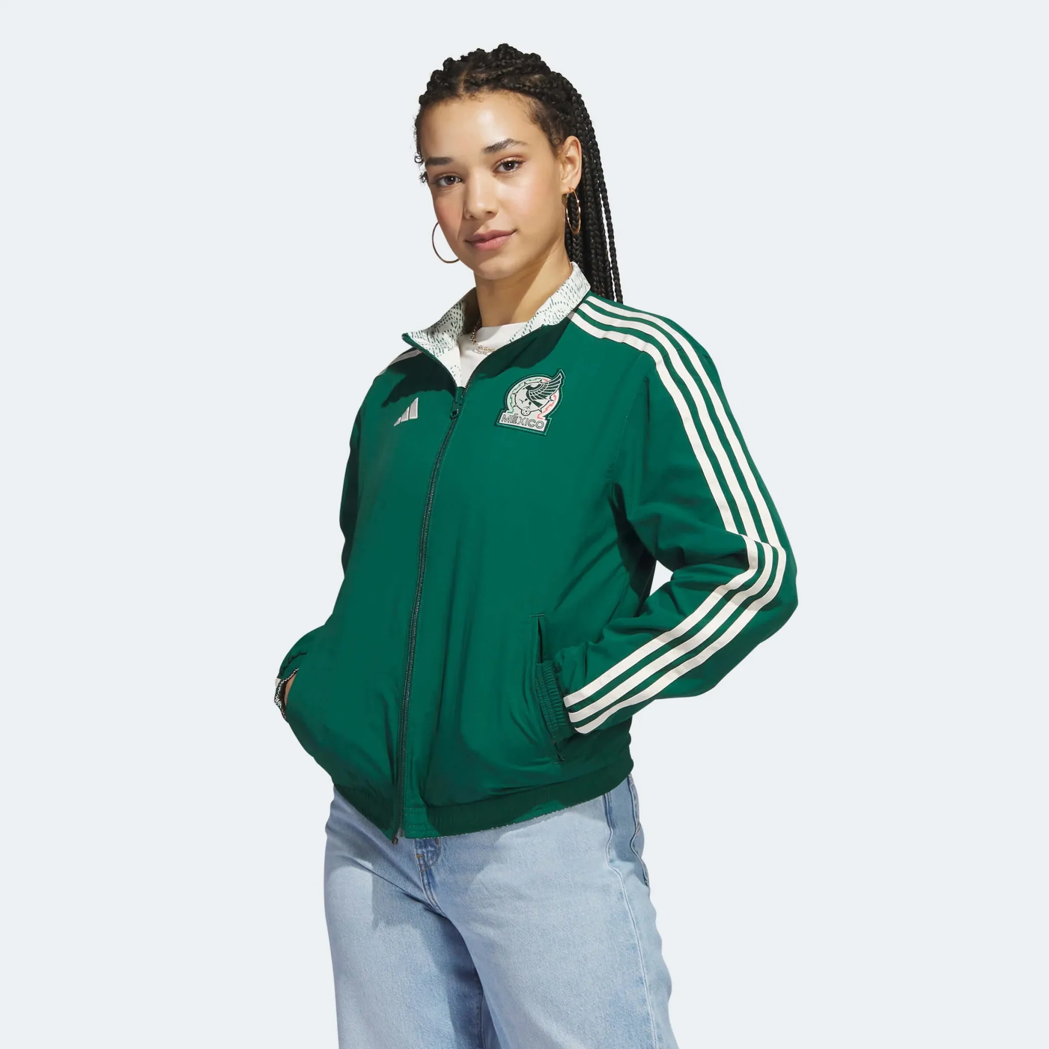 adidas 2022-23 Mexico Women's Anthem Jacket Green - Image 2