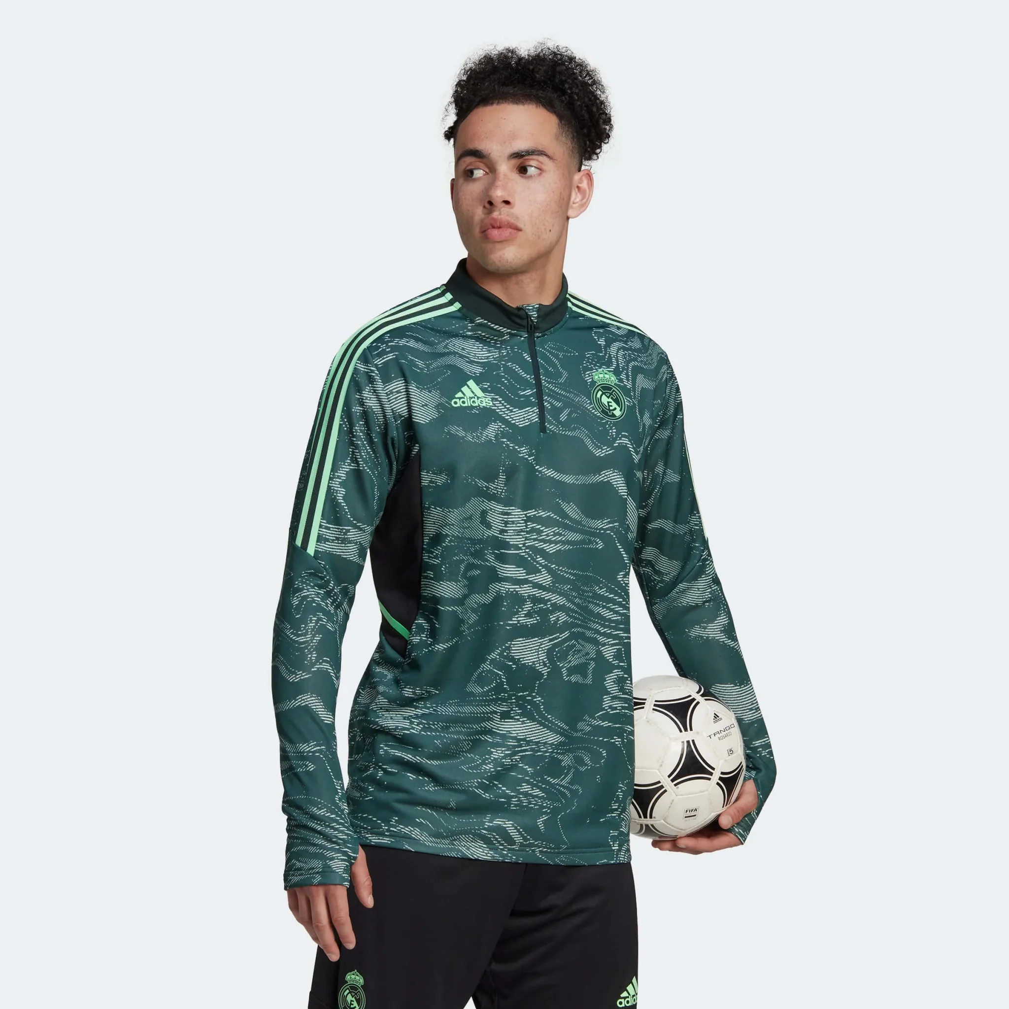 adidas 2022-23 Real Madrid EU Training Top - Green - Image 2