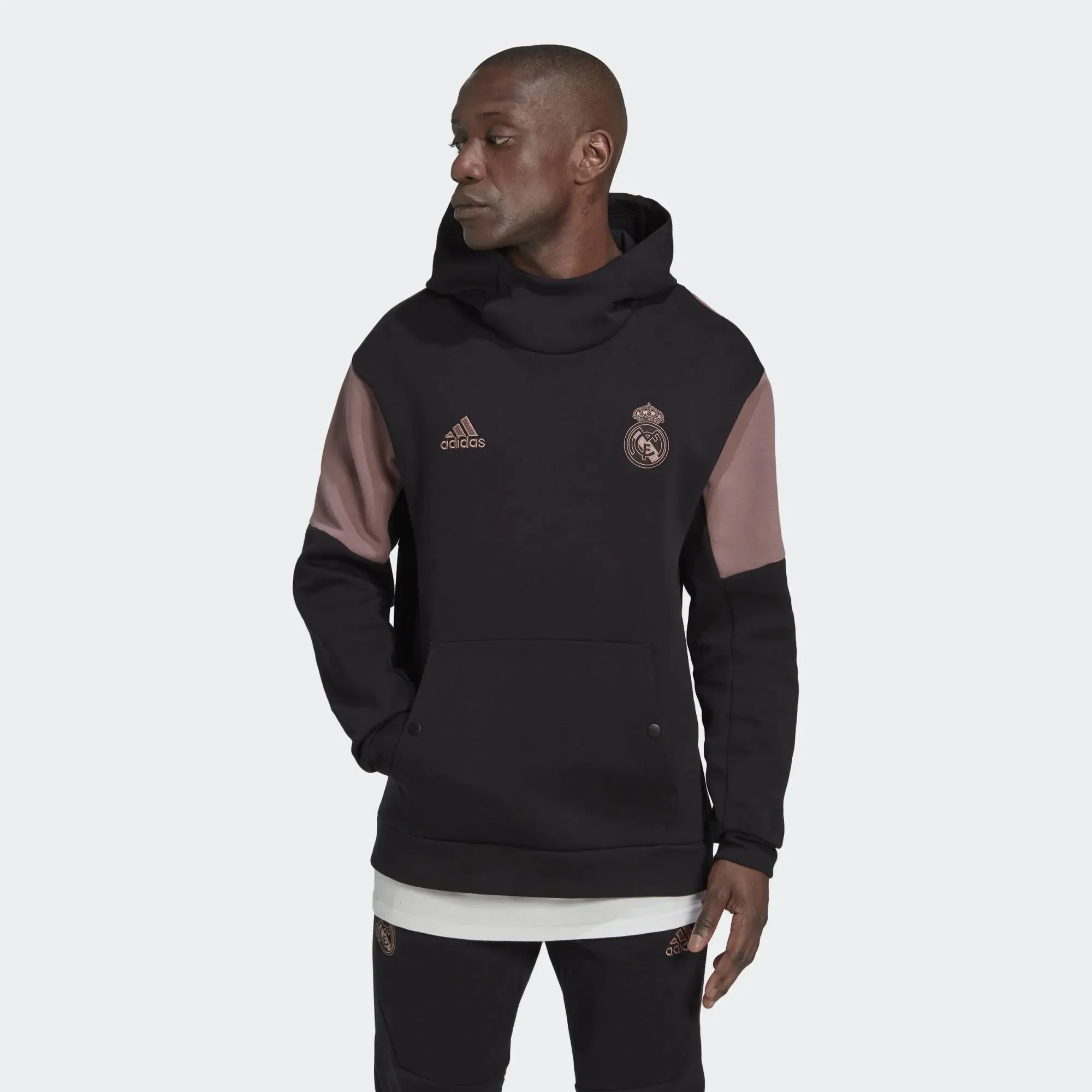 adidas 2022-23 Real Madrid Travel Hoodie - Black-Wonder Oxide - Image 2