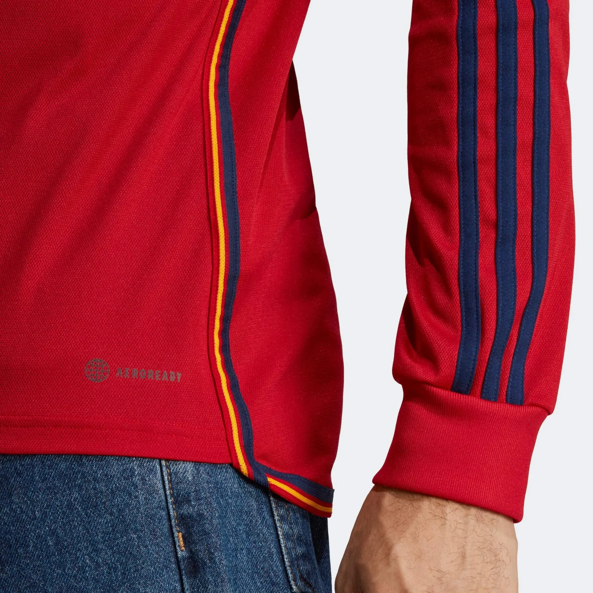 adidas 2022-23 Spain Long Sleeve Home Jersey - Red-Navy - Image 6