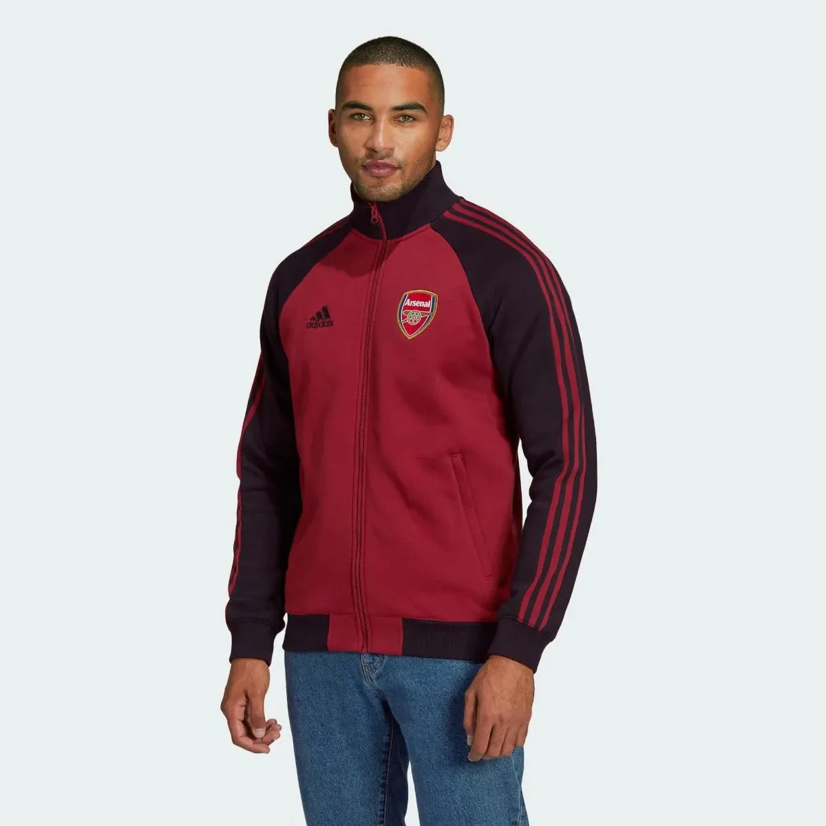 Adidas 2022 Arsenal Anthem Jacket - Noble Maroon-Black - Image 2