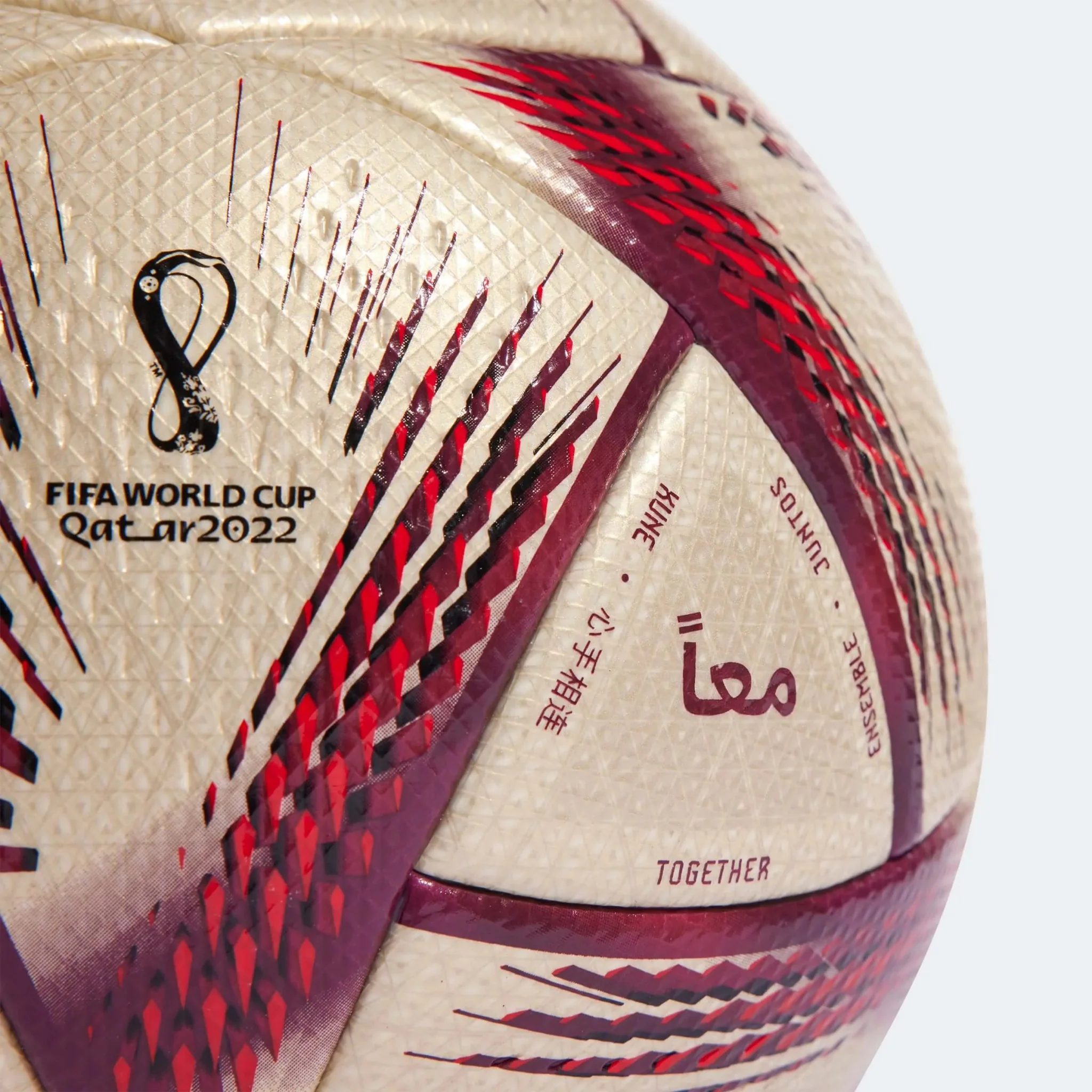 adidas 2022 World Cup Al Hilm Official Match Ball - Gold Metallic-Maroon-Red - Image 3