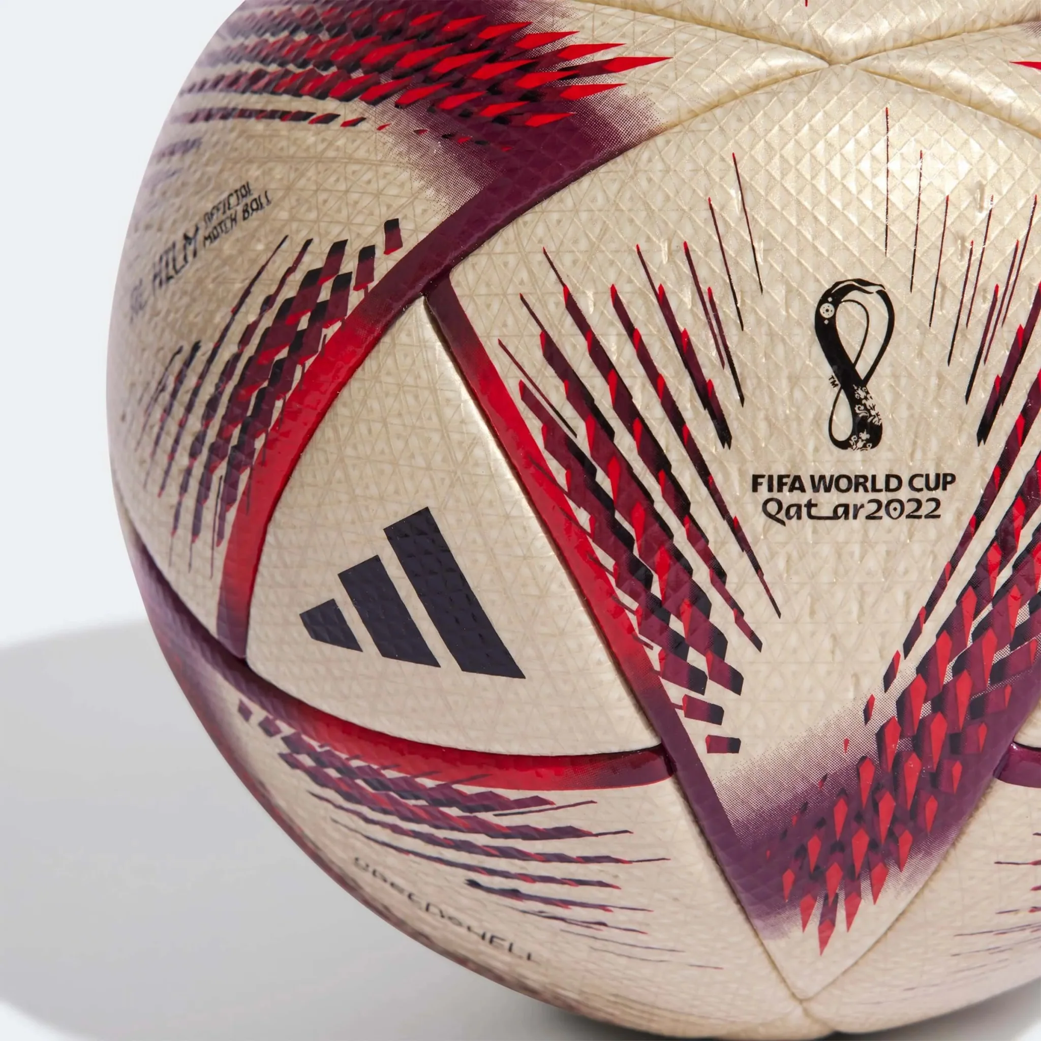 adidas 2022 World Cup Al Hilm Official Match Ball - Gold Metallic-Maroon-Red - Image 4