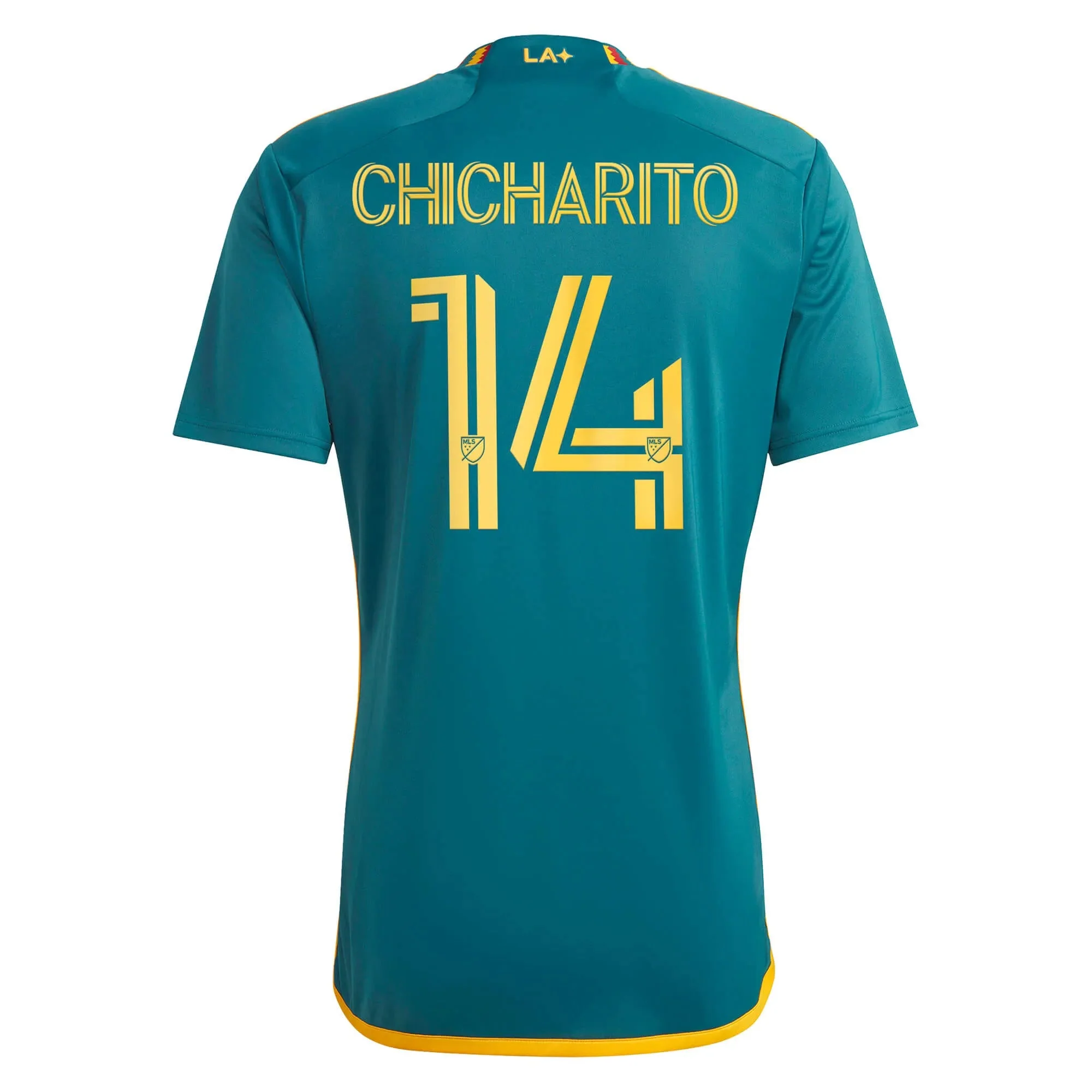 adidas 2023-25 LA Galaxy Away Jersey - Mystery Green-Team Gold - Image 2
