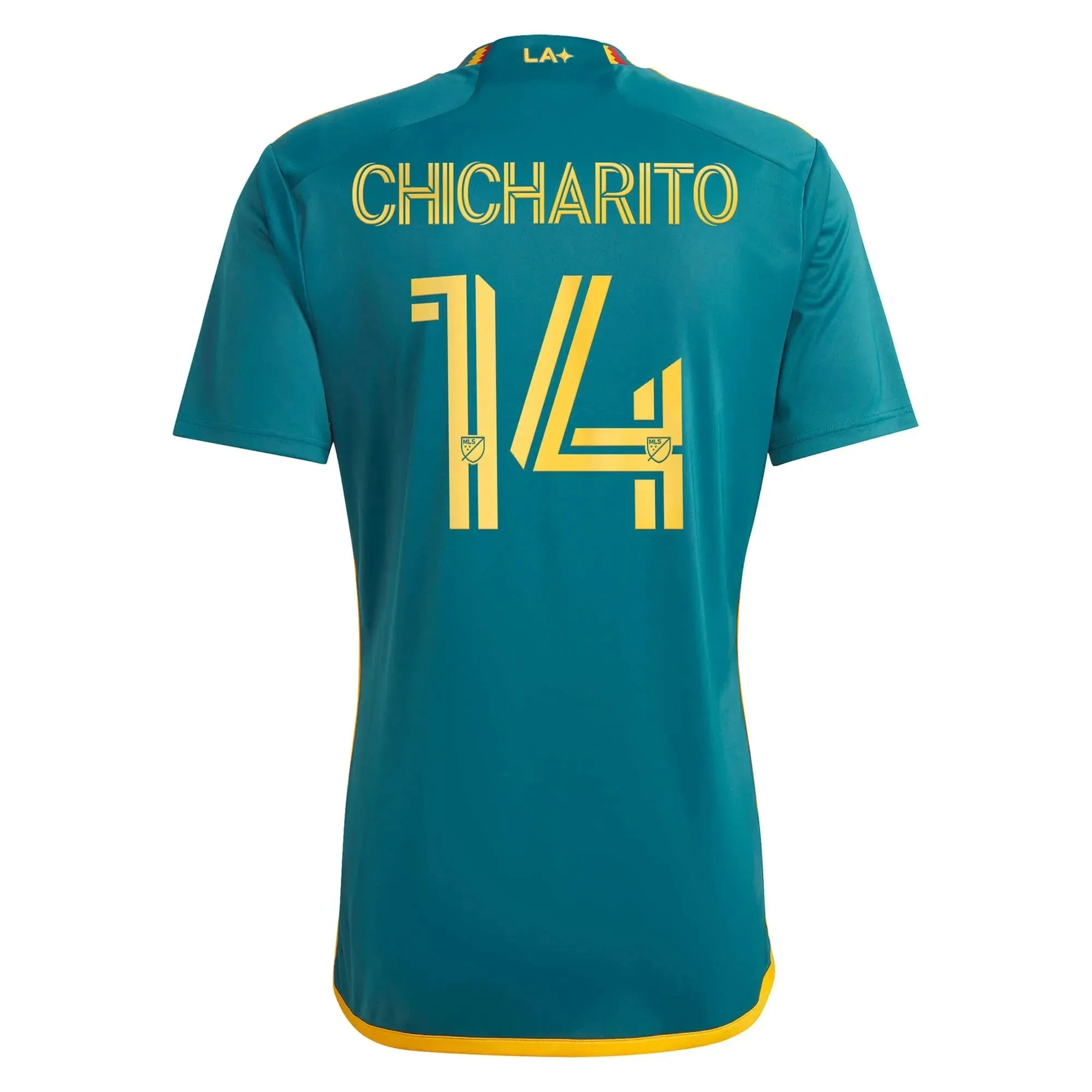 adidas 2023-25 LA Galaxy Youth Away Jersey - Mystery Green-Team Gold - Image 4
