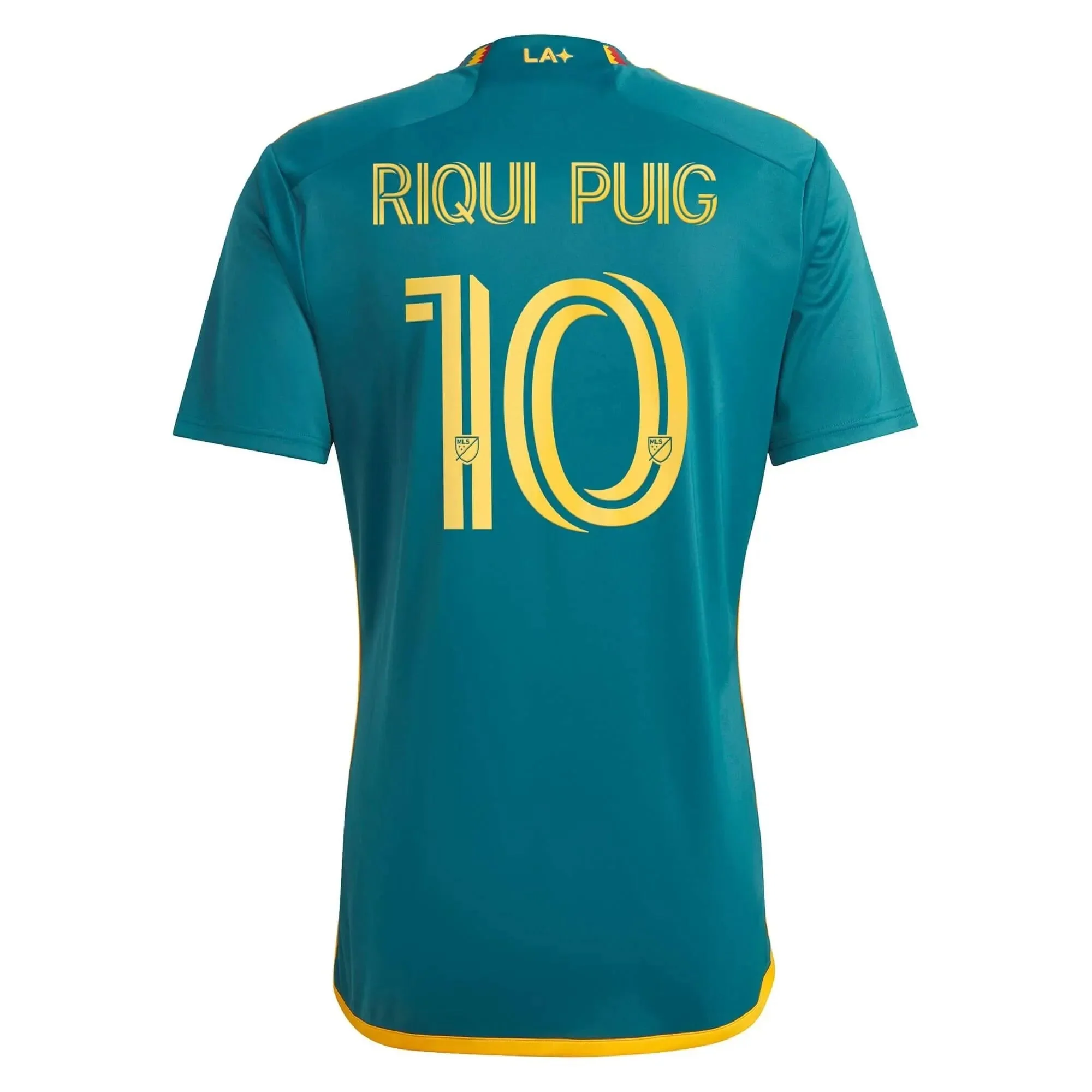 adidas 2023-25 LA Galaxy Youth Away Jersey - Mystery Green-Team Gold - Image 5