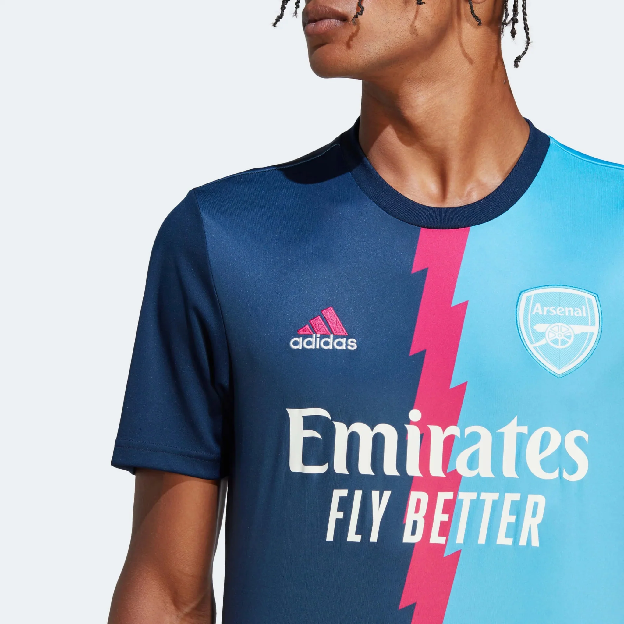 adidas 2023 Arsenal Pre-Match Jersey - Navy-Magenta-Sky Rush - Image 5