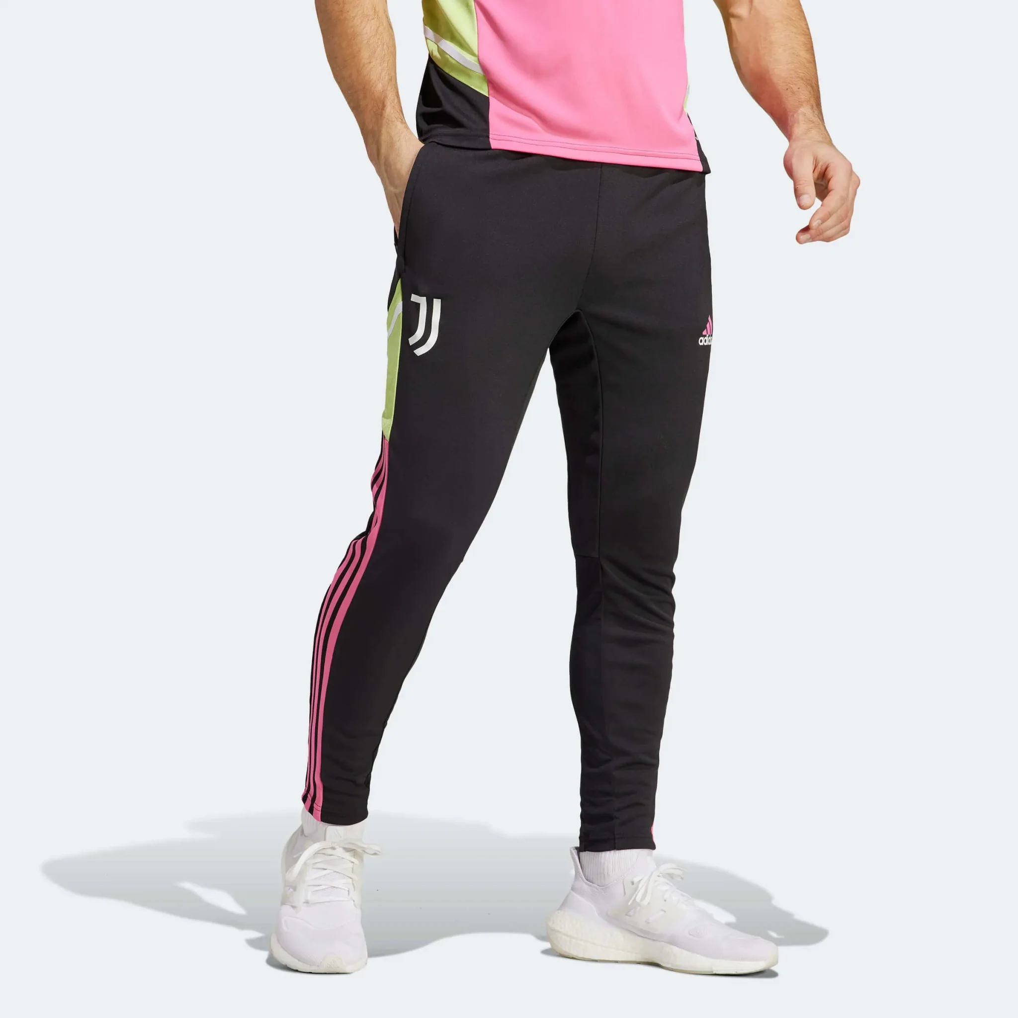 adidas 2023 Juventus Training Pants - Black-Green-Pink - Image 2