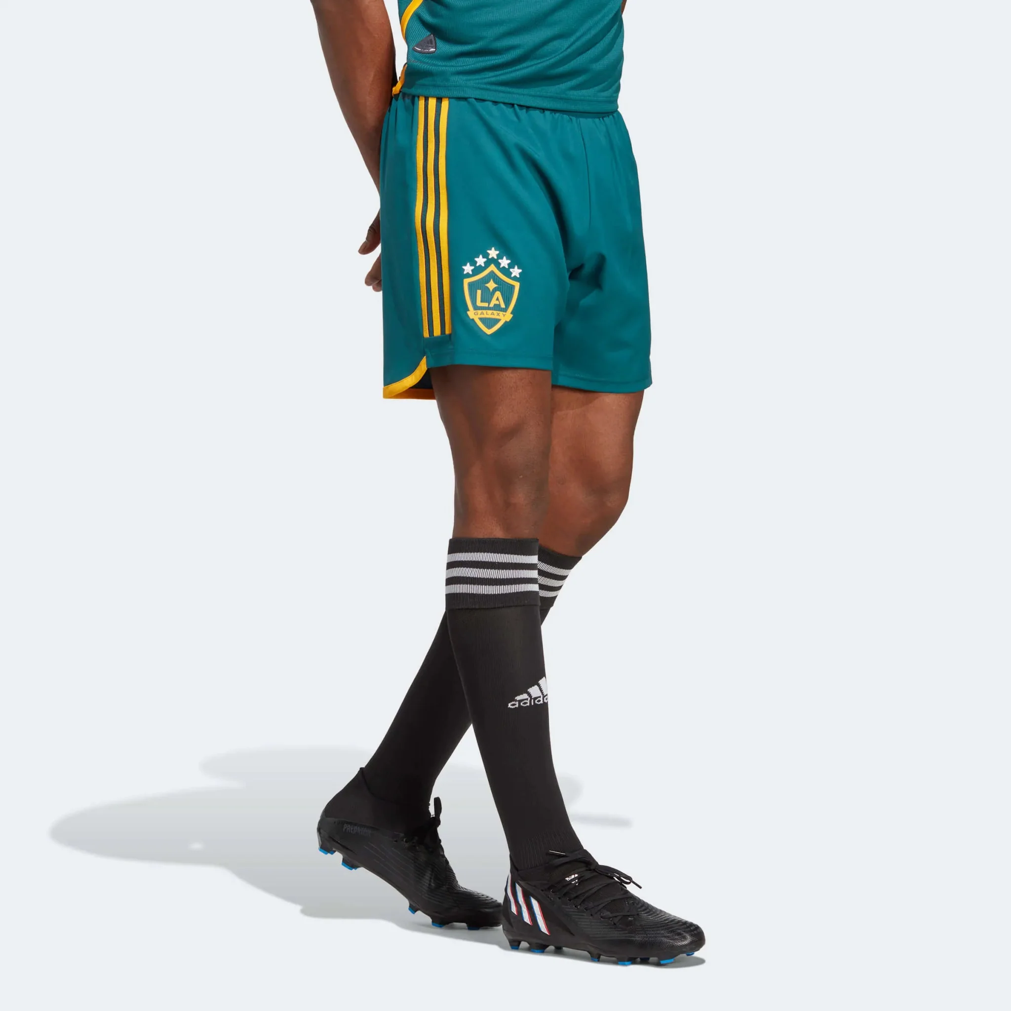 adidas 2023/25 LA Galaxy Authentic Away Shorts - Mystery Green-Team Gold - Image 2