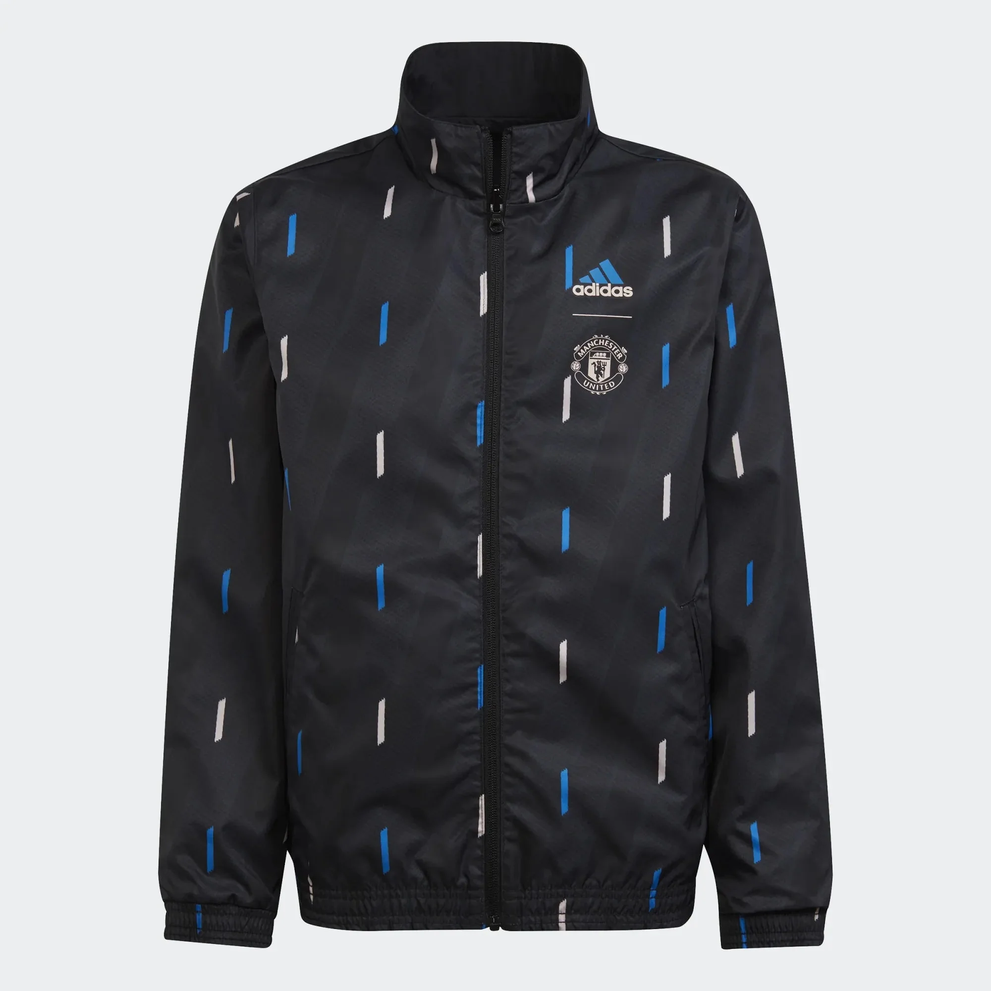 adidas 2023 Manchester United Anthem Youth Jacket - Black-Blue - Image 3