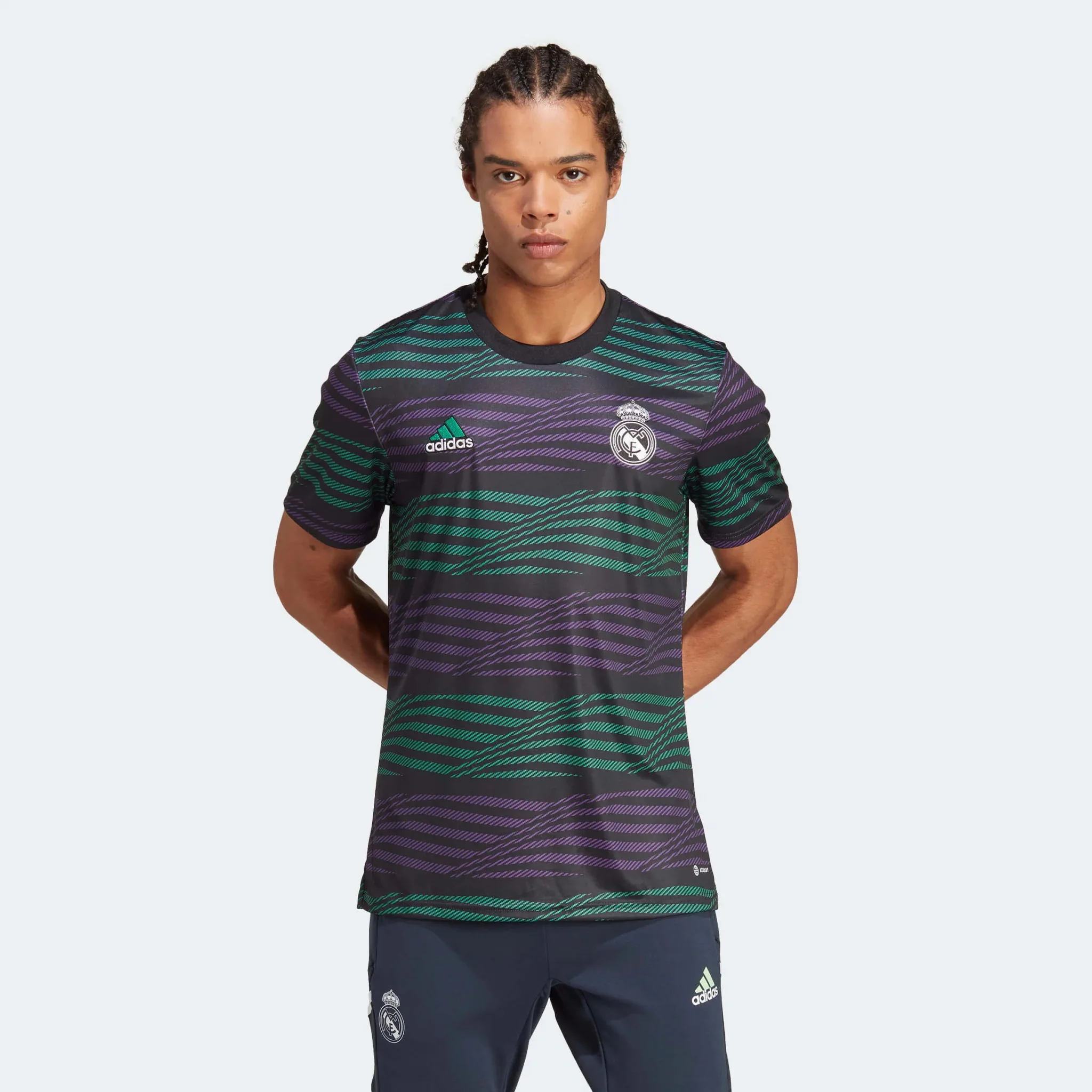 adidas 2023 Real Madrid Pre-Match Jersey - Black-Purple-Green - Image 3