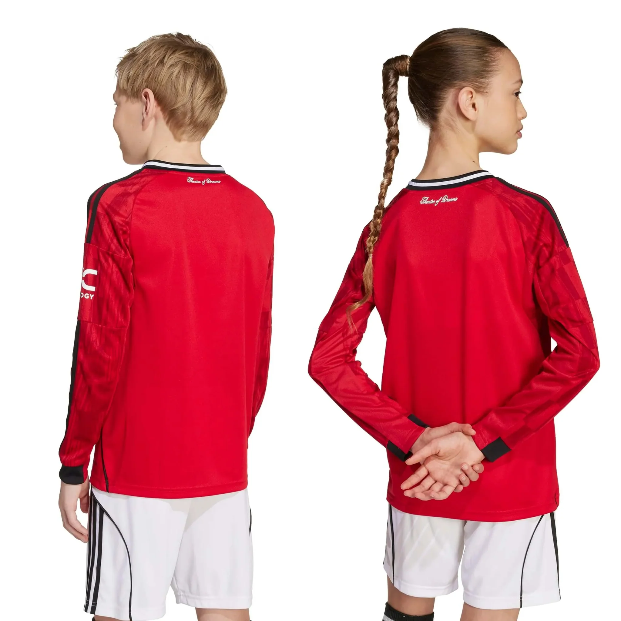 adidas 2025-26 Manchester United Youth Stadium Home Long-Sleeve Soccer Jersey - Image 7