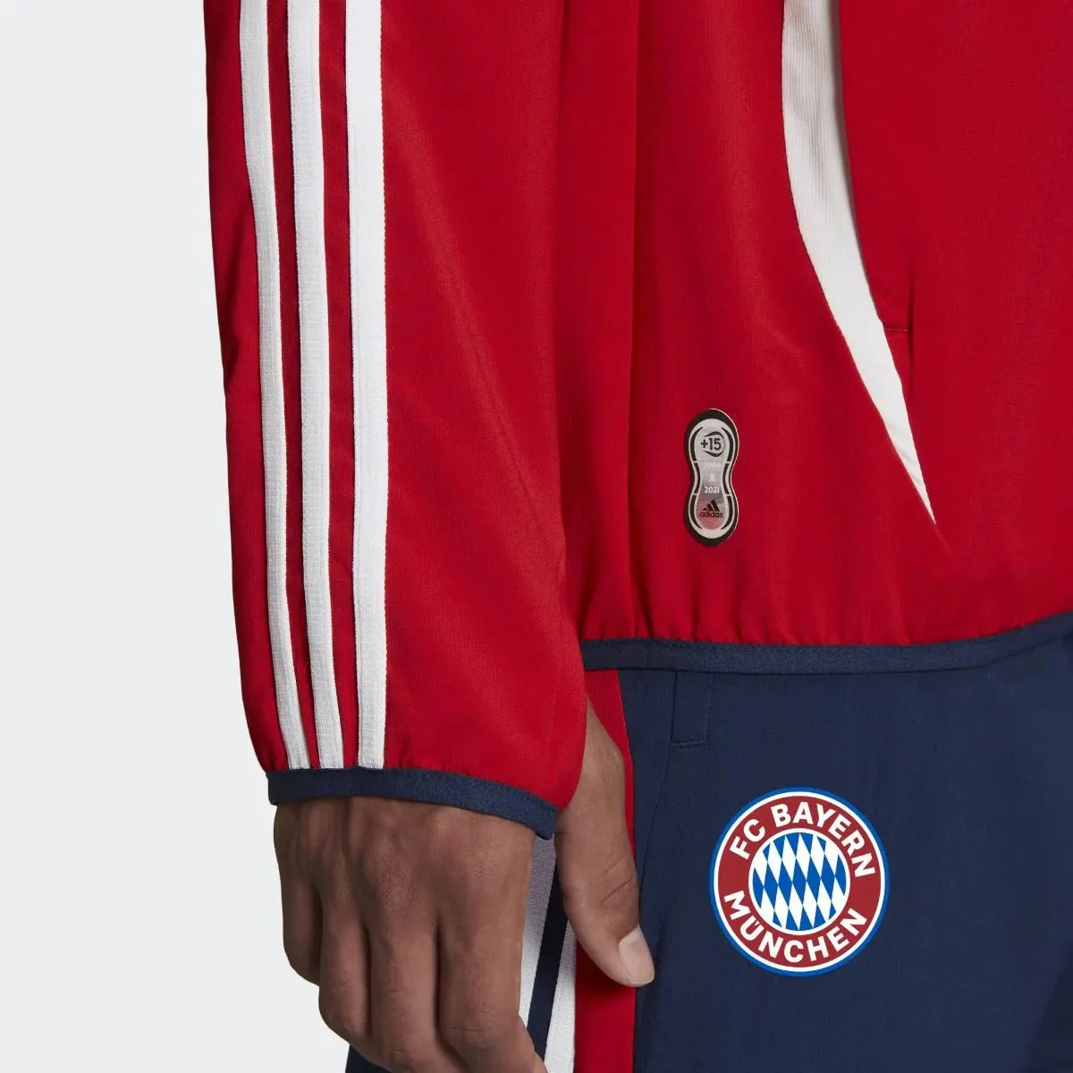 adidas 21-22 FC Bayern Munich Teamgeist Woven Jacket - True Red-Indigo - Image 5