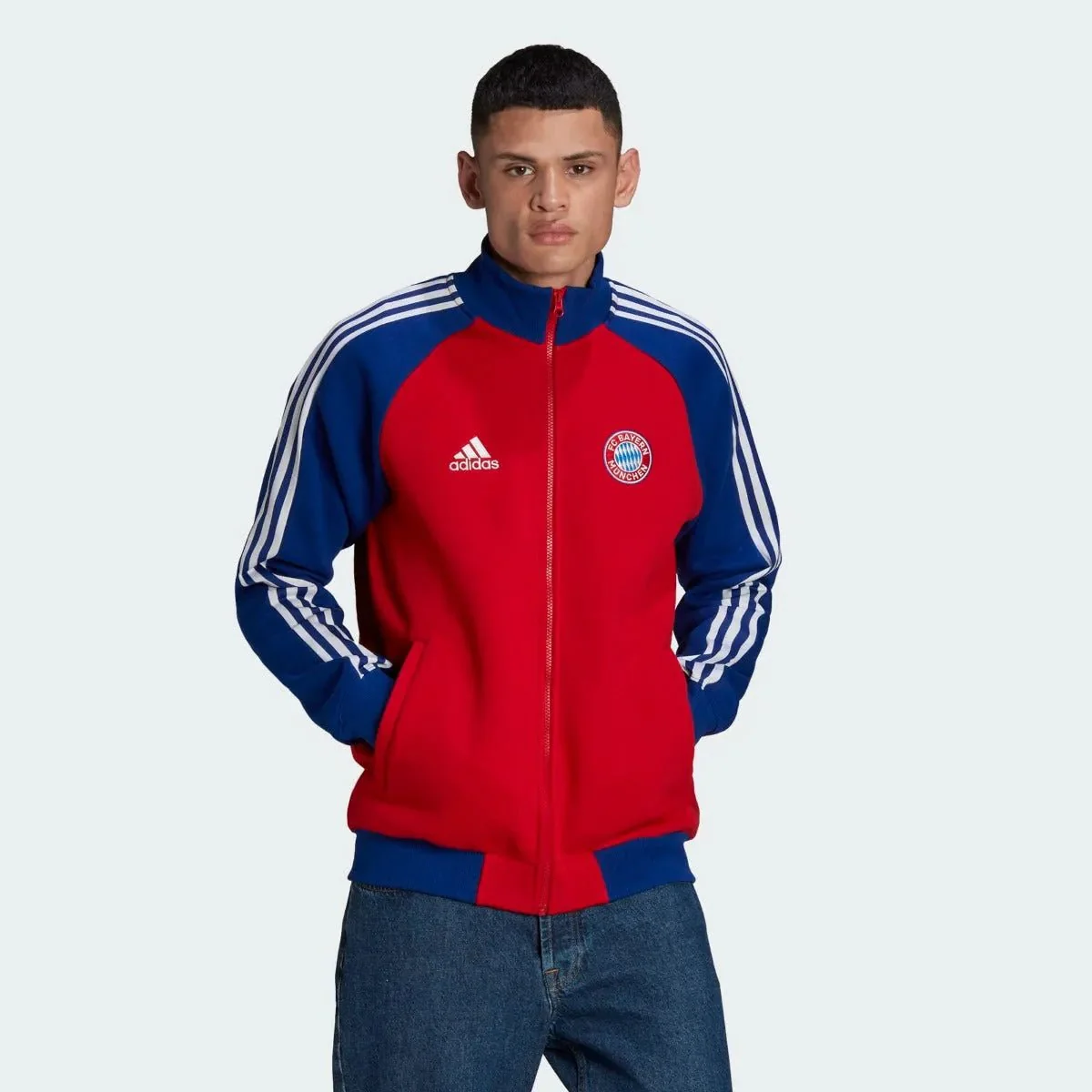 adidas 21-22 FC Bayern Tiro 21 Anthem Jacket - True Red-Mystery Ink - Image 2