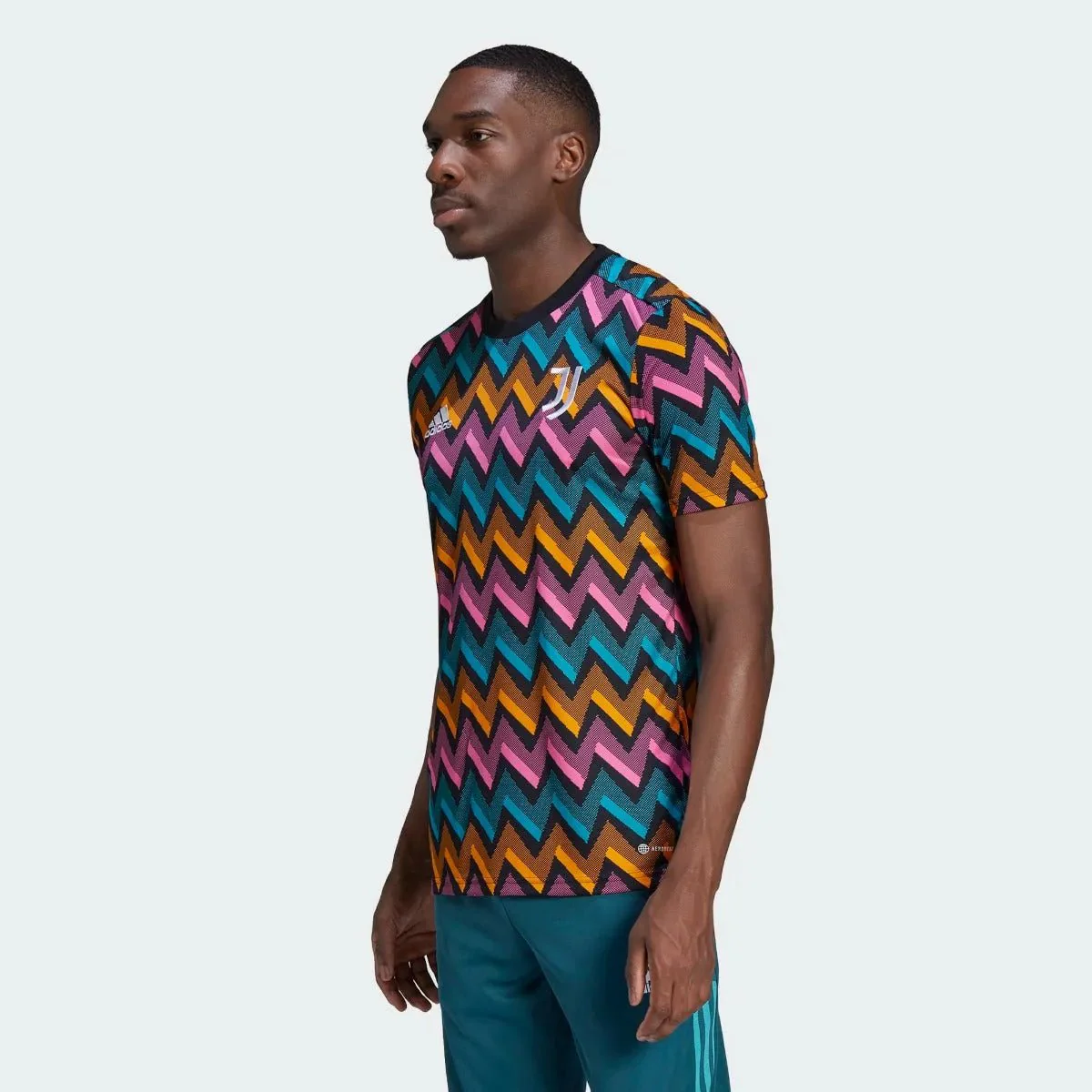 adidas 21-22 Juventus Pre-Match Jersey - Black-Pink-Orange-Aqua - Image 2