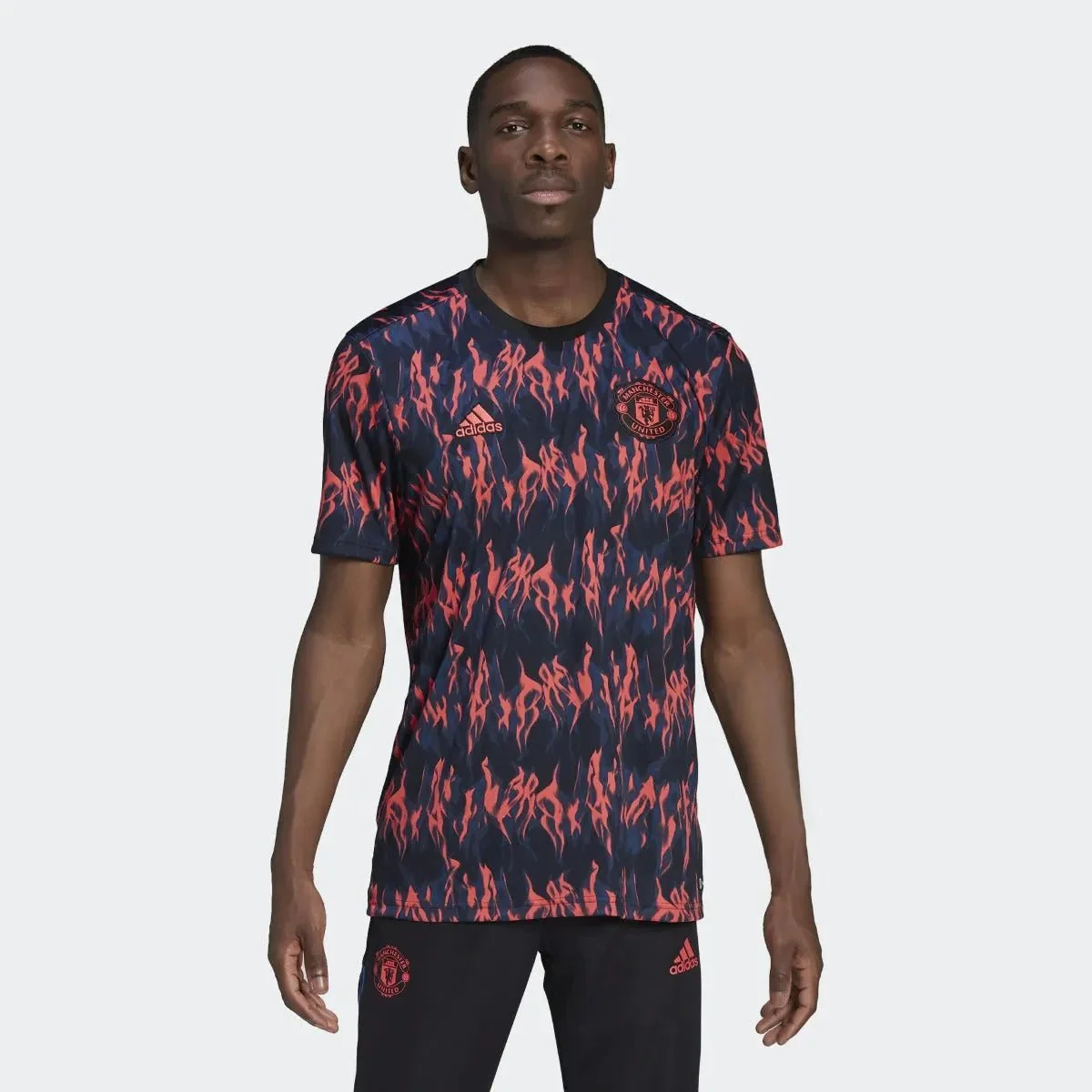 adidas 21-22 Manchester United Pre-Match Jersey - Black-Shock Red - Image 3