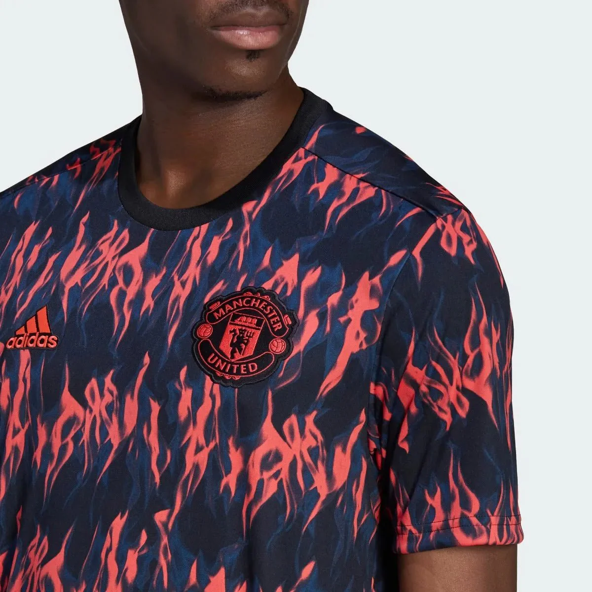 adidas 21-22 Manchester United Pre-Match Jersey - Black-Shock Red - Image 5