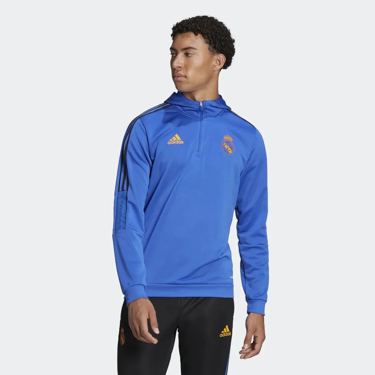 adidas 21-22 Real Madrid Track Hoodie - Hi Res Blue - Image 2