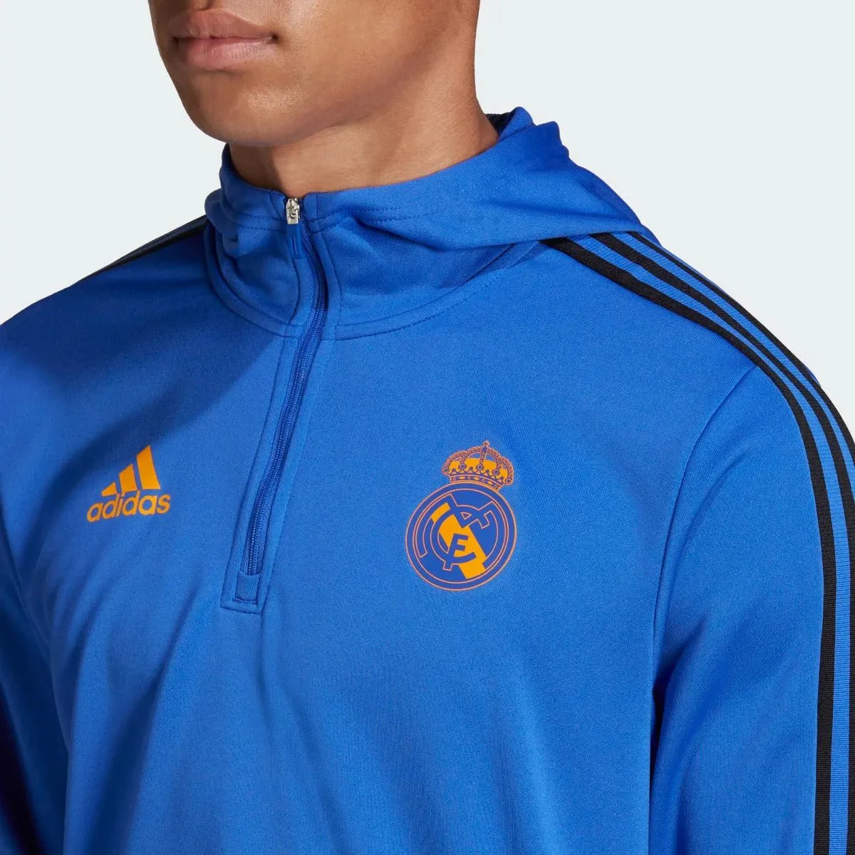 adidas 21-22 Real Madrid Track Hoodie - Hi Res Blue - Image 4