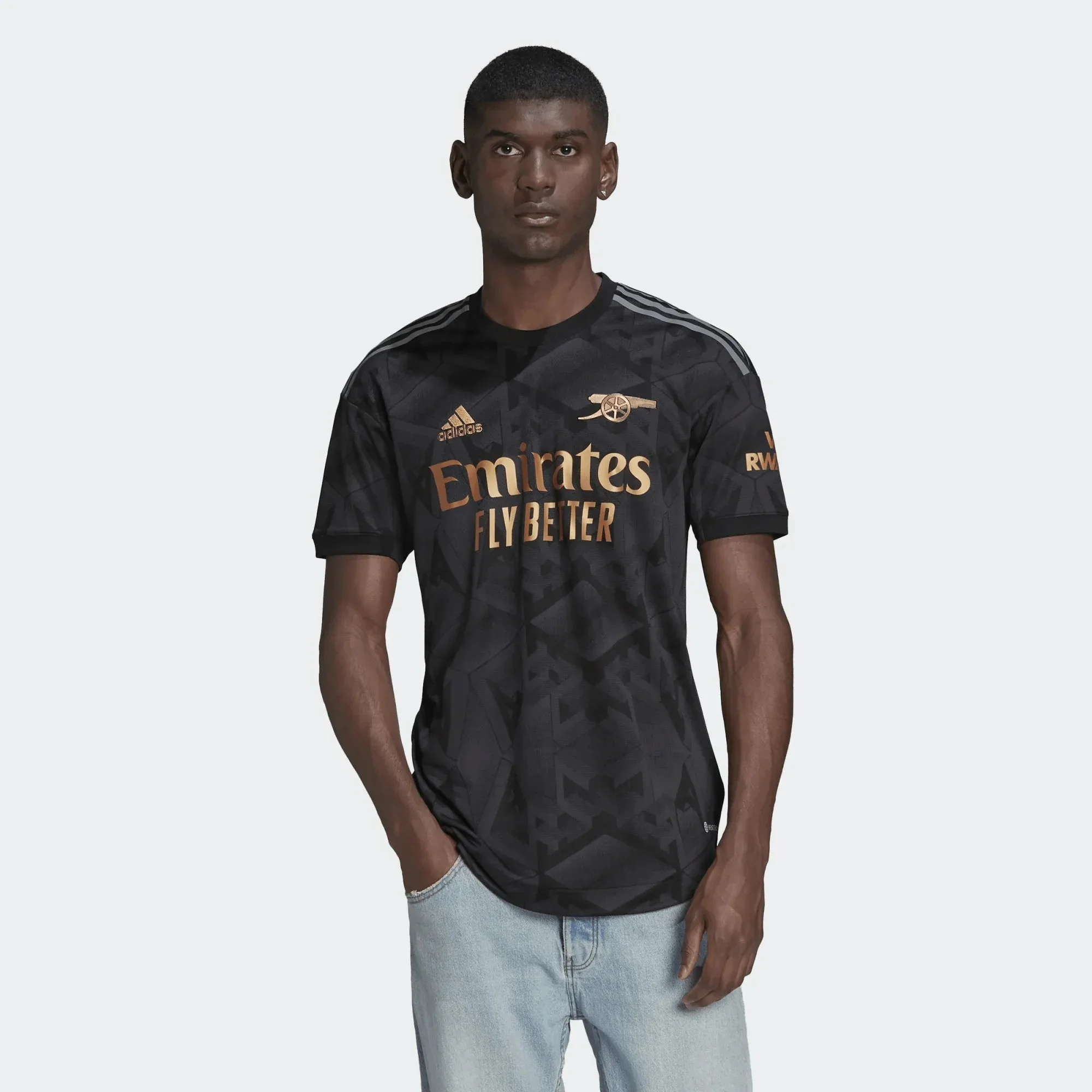 adidas 22-23 Arsenal Authentic Away Jersey - Black - Image 3