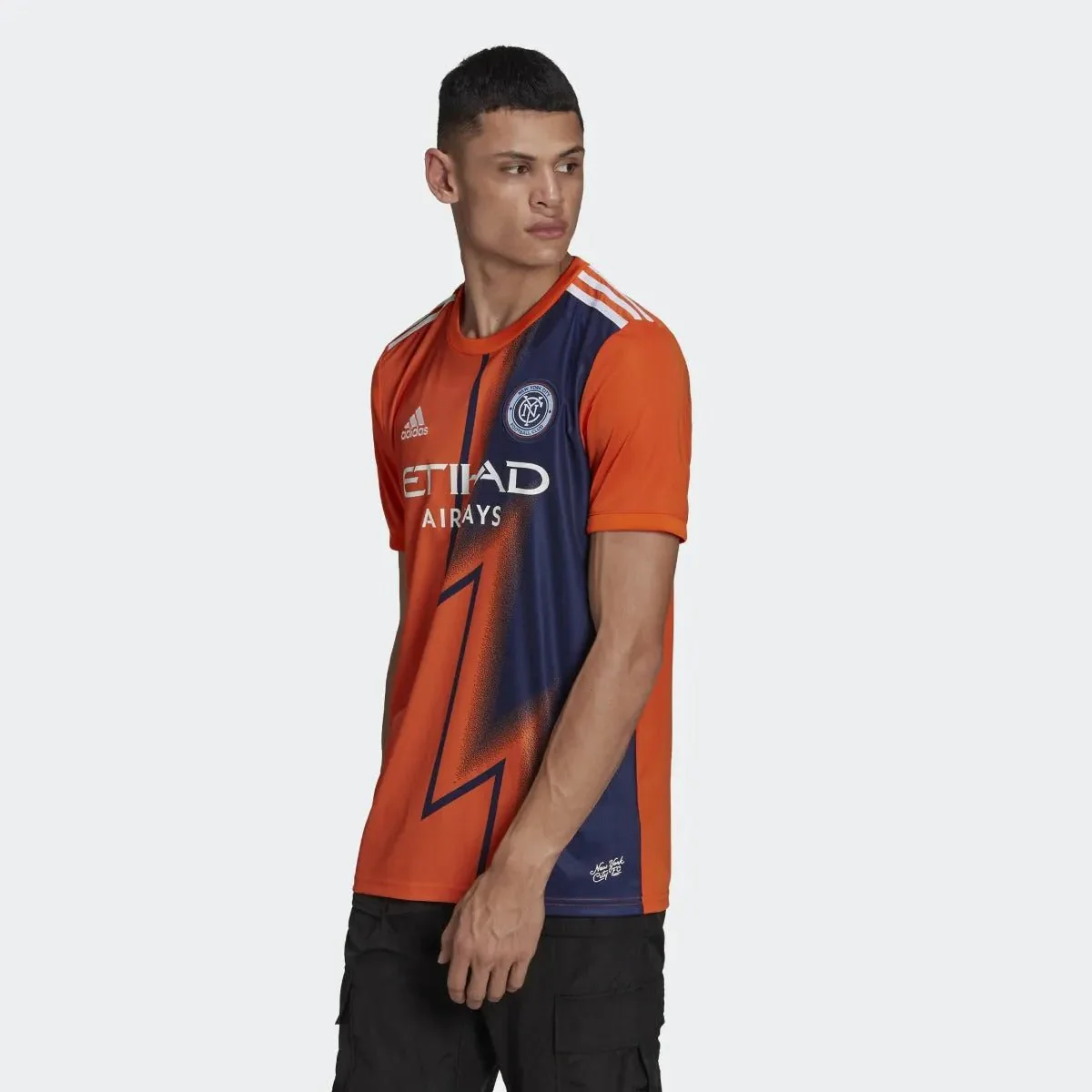 adidas 22-23 New York City FC Away Jersey - Orange-Night Sky - Image 3