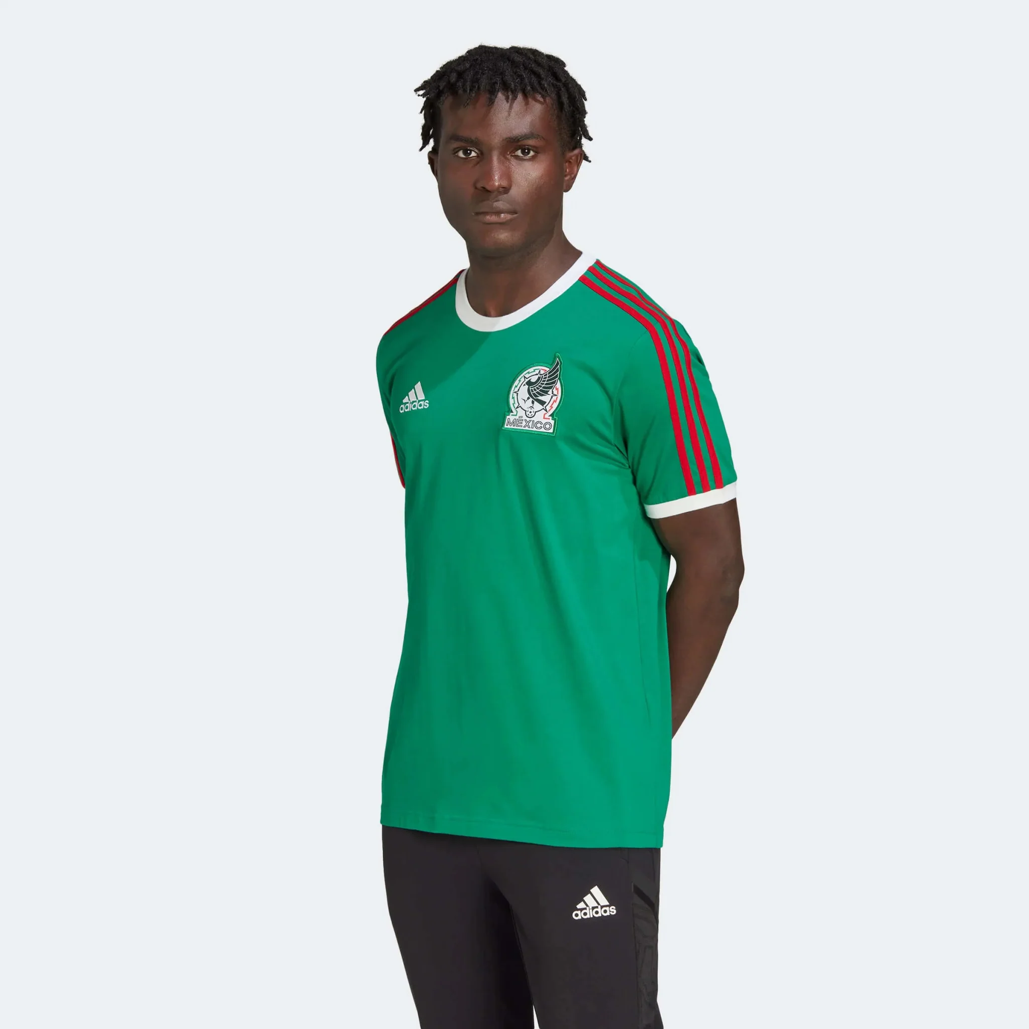 adidas 22 Mexico DNA 3 Stripe Tee - Green - Image 2