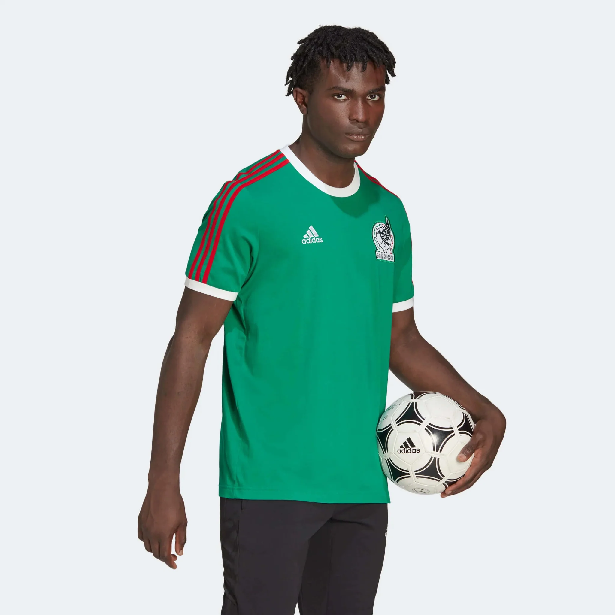 adidas 22 Mexico DNA 3 Stripe Tee - Green - Image 3