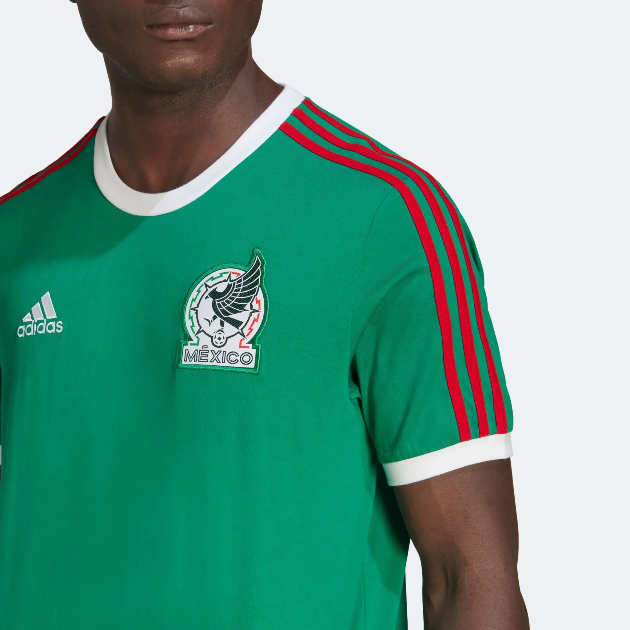 adidas 22 Mexico DNA 3 Stripe Tee - Green - Image 5