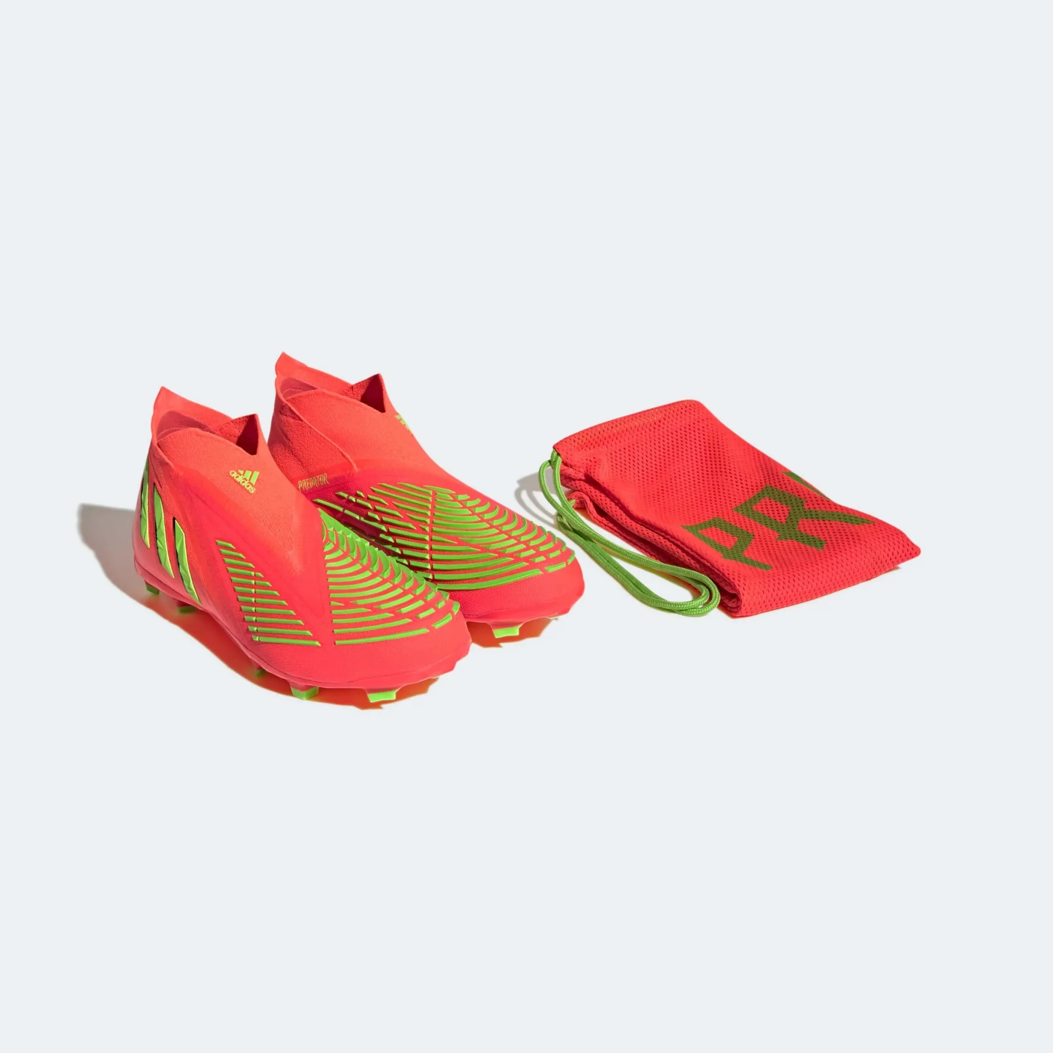 adidas Junior Predator Edge + FG - Solar Red-Solar Green - Image 9