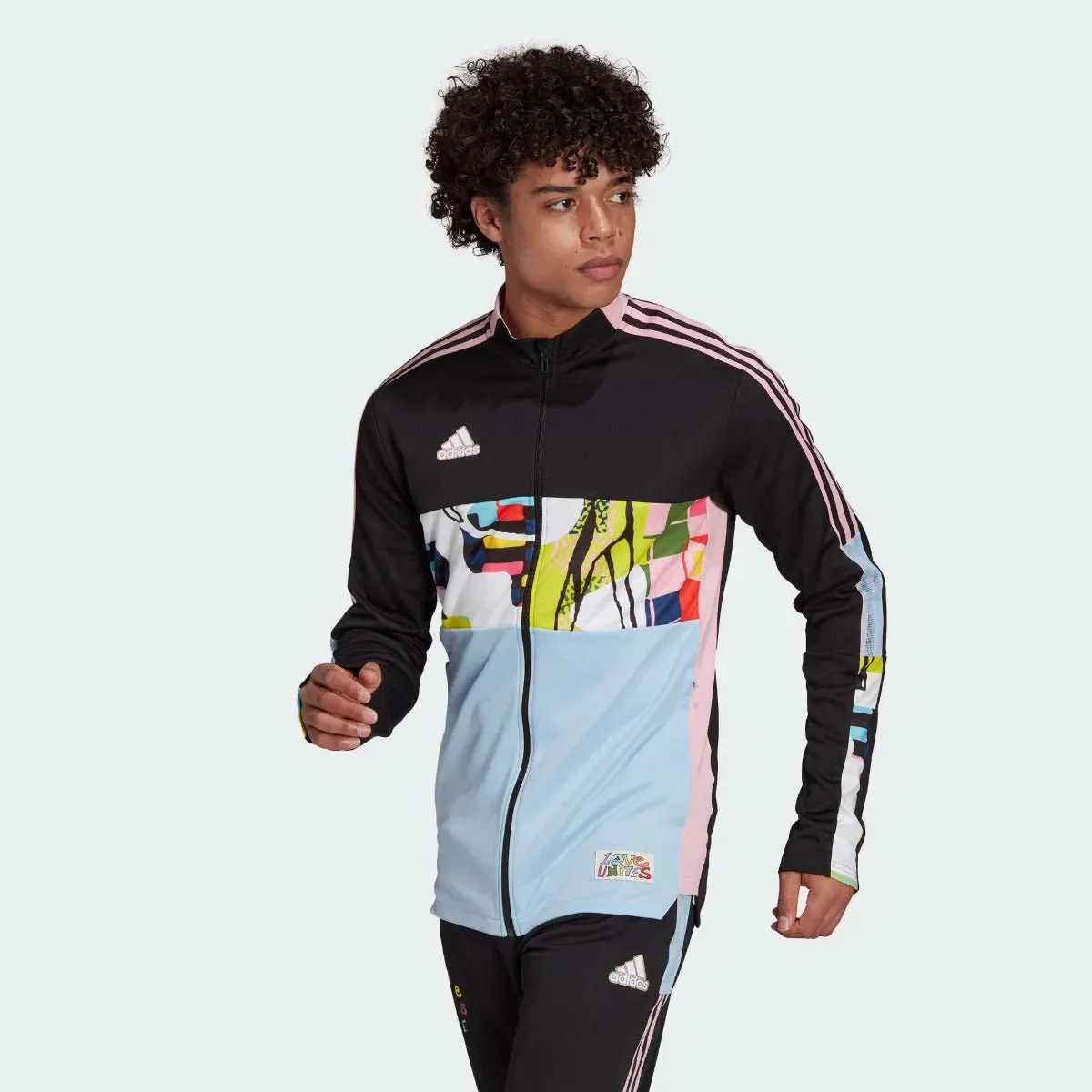 Adidas Love Unites Tiro Track Jacket - Black-Pink-Light Blue - Image 2