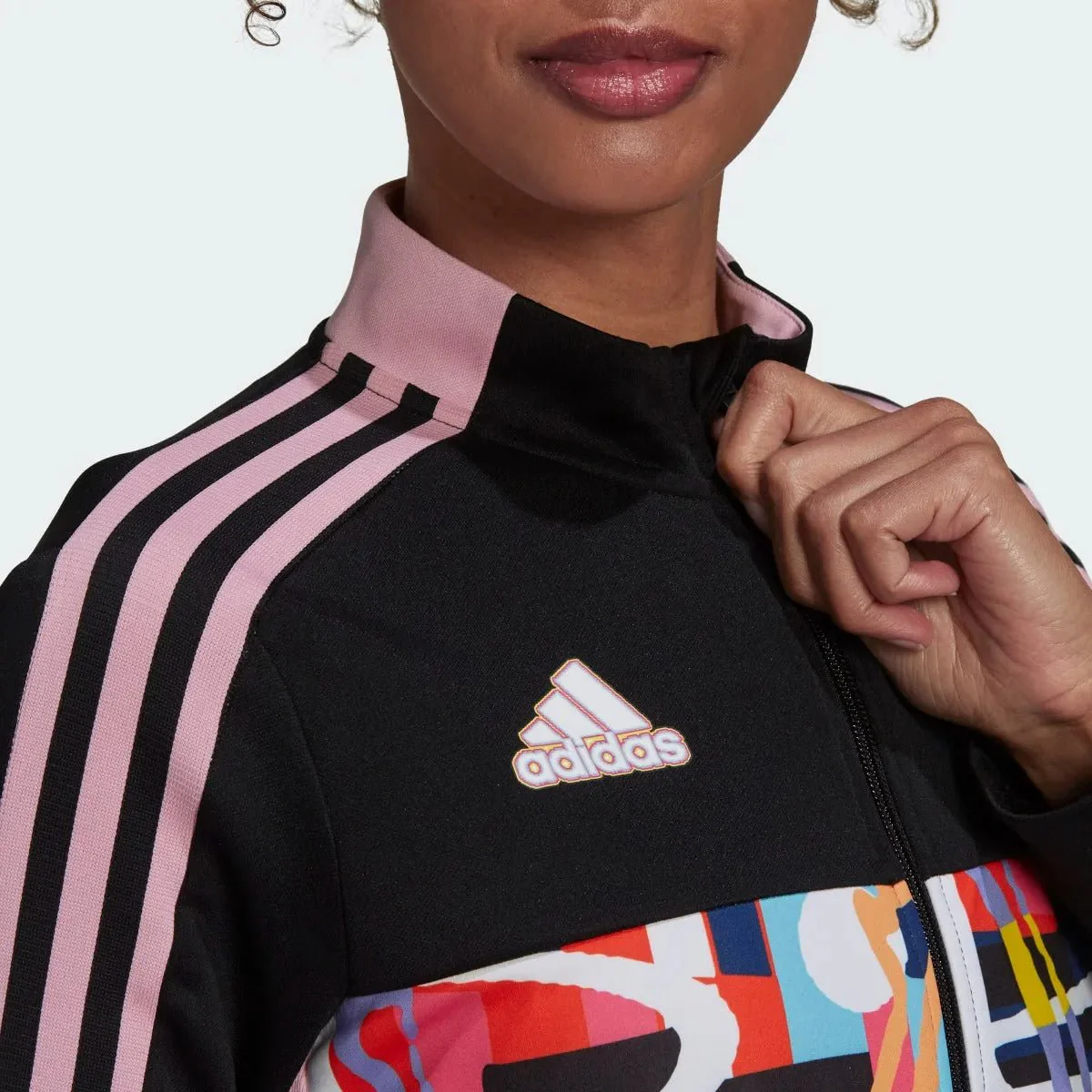 Adidas Love Unites Women Tiro Track Jacket - Black-Pink-Light Blue - Image 4