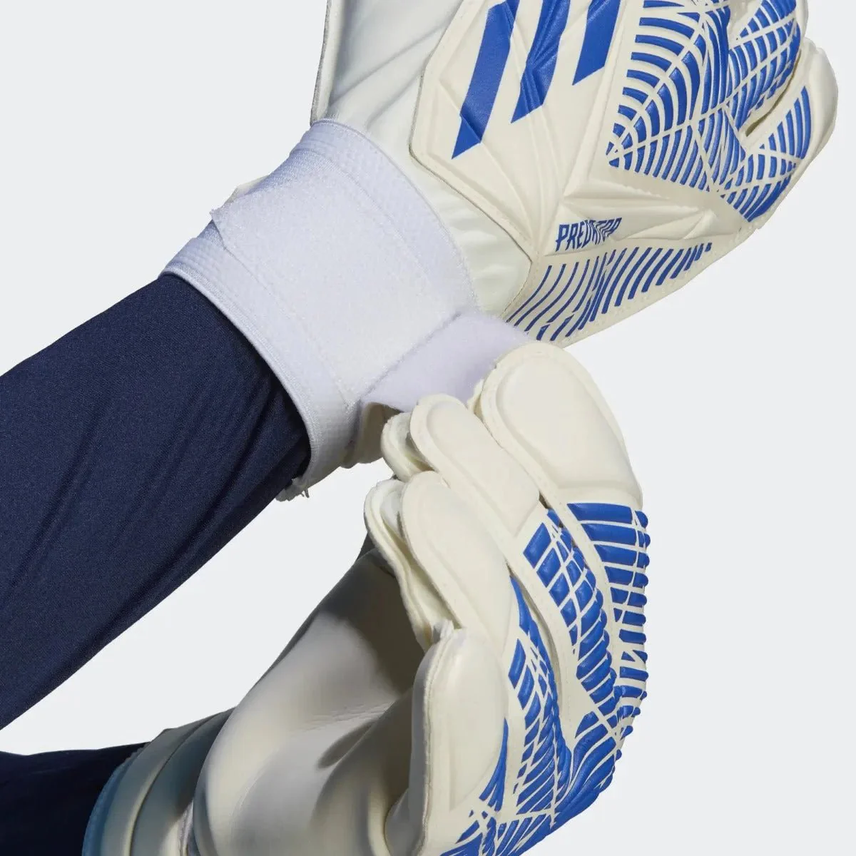 adidas Predator GL Goalkeeper Training Gloves - White-Hi Res Blue - Image 3