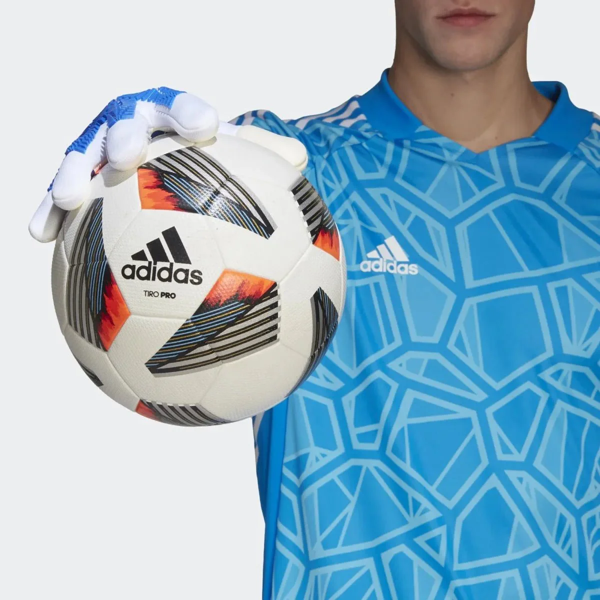adidas Predator GL Pro Goalkeeper Gloves - White-Hi Res Blue - Image 4