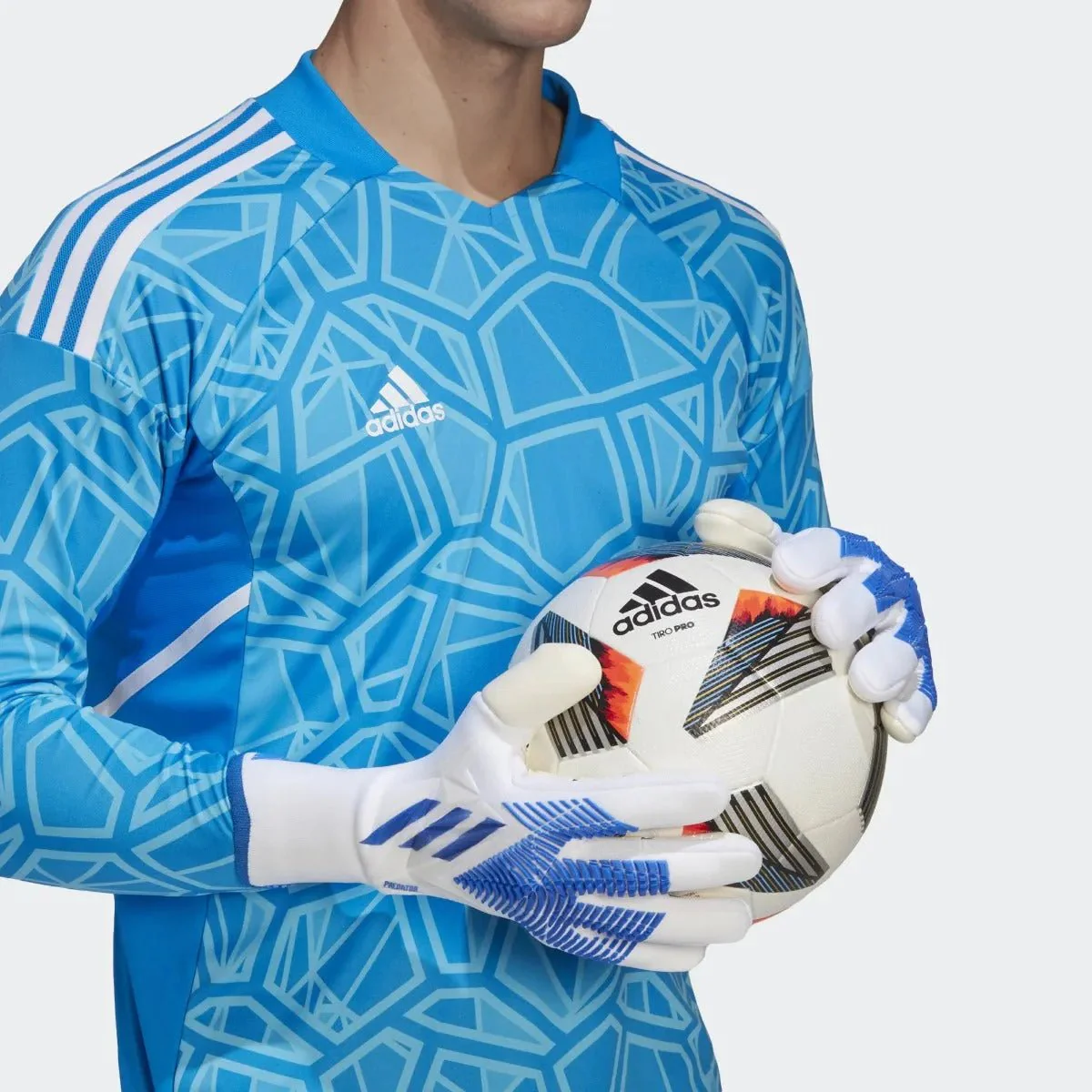 adidas Predator GL Pro Goalkeeper Gloves - White-Hi Res Blue - Image 5