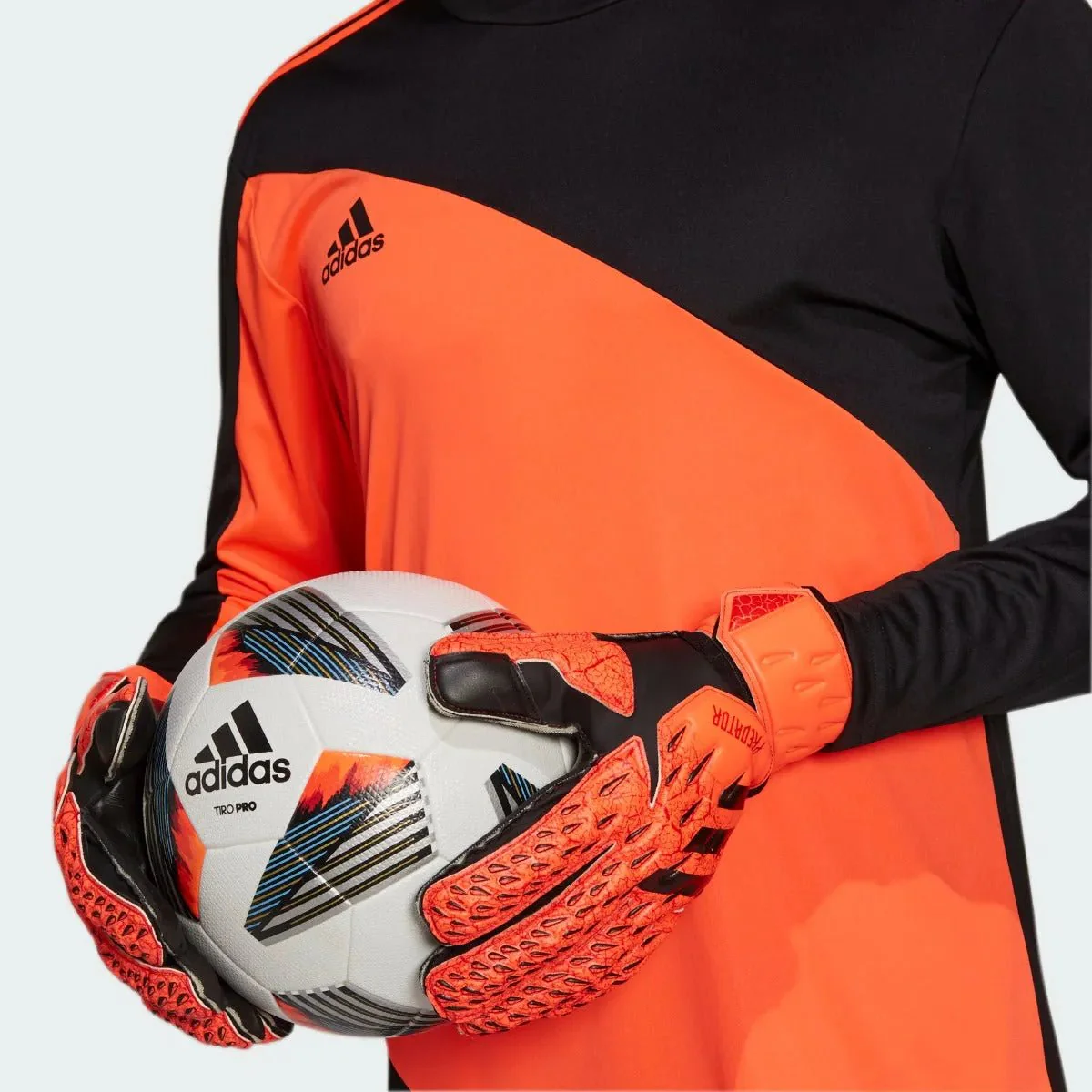 Adidas Predator Match Fingersave Goalkeeper Gloves - Solar Red-Black - Image 3
