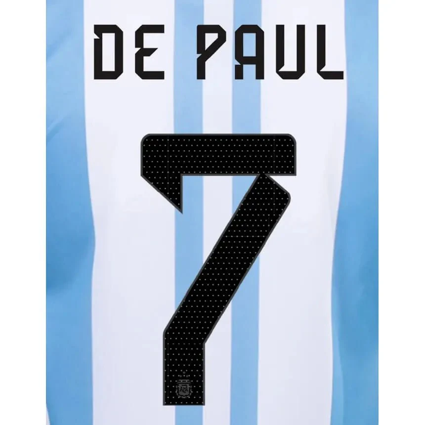 Argentina 2022-23 Home De Paul #7 Jersey Name Set