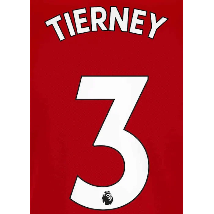Arsenal 2021/22 Home Tierney #3 Jersey Name Set White