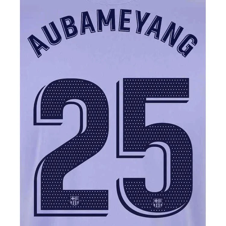 Barcelona 2021/22 Away Aubameyang #25 Jersey Name Set