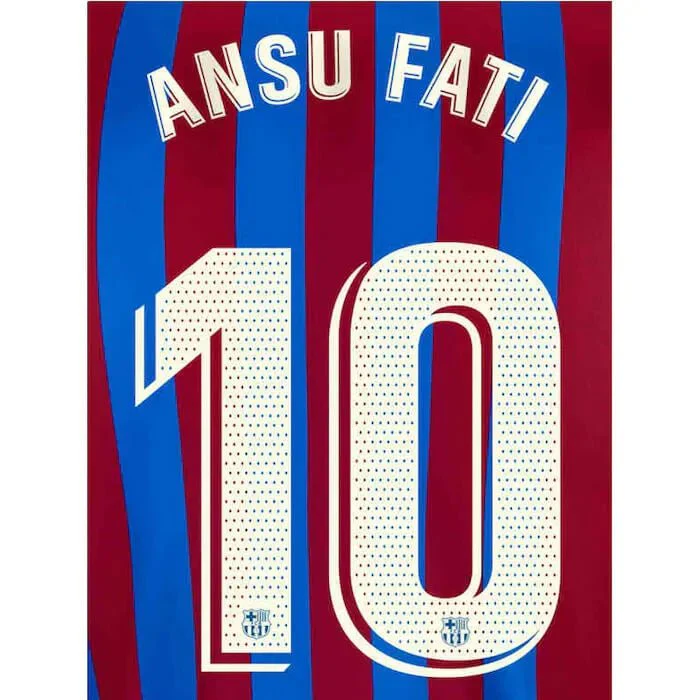 Barcelona 2021-22 Home Ansu Fati #22 Youth Jersey Name Set