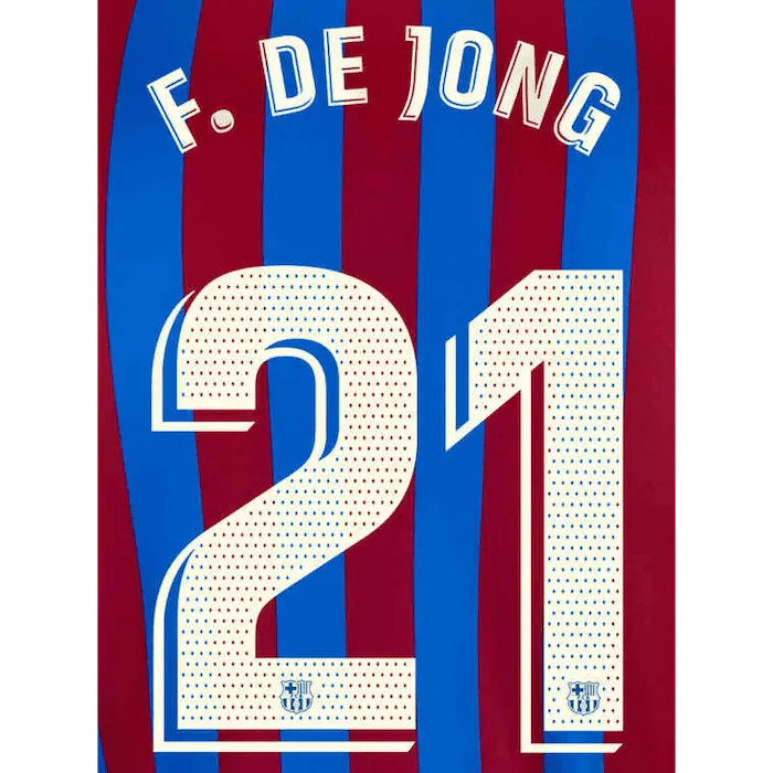 Barcelona 2021/22 Home F. De Jong #21 Jersey Name Set