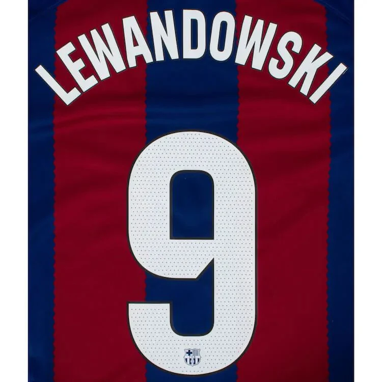 Barcelona 2023/24 Home Lewandowski #9 Youth Jersey Name Set
