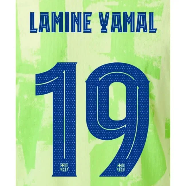 Barcelona 2024/25 Third LAMINE YAMAL #19 Youth Official Name Set (CL Version)