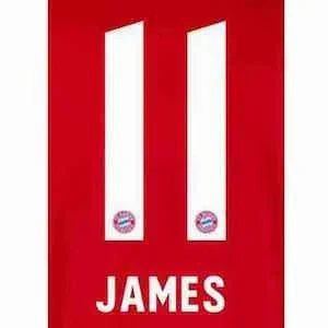 Bayern Munich 2019/21 Home James #11 Jersey Name Set