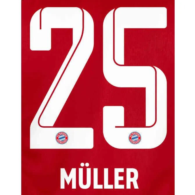 Bayern Munich 2021/22 Home Muller #25 Home Jersey Name Set