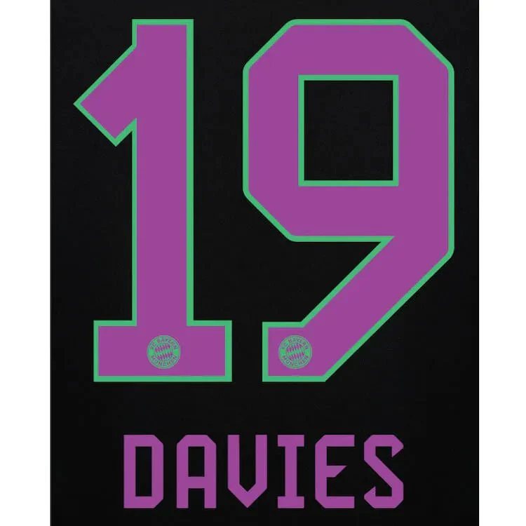 Bayern Munich 2023/24 Away Davies #19 Jersey Name Set